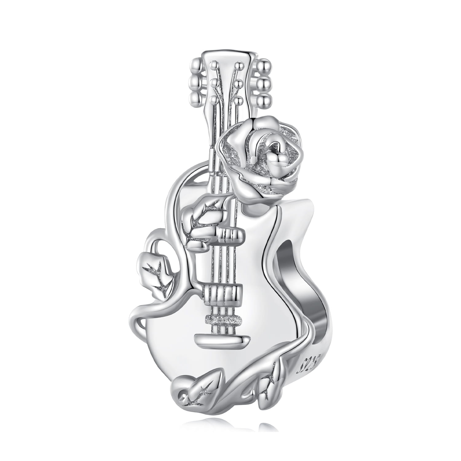 Gitara kwiat róży srebrny charms koralik beads