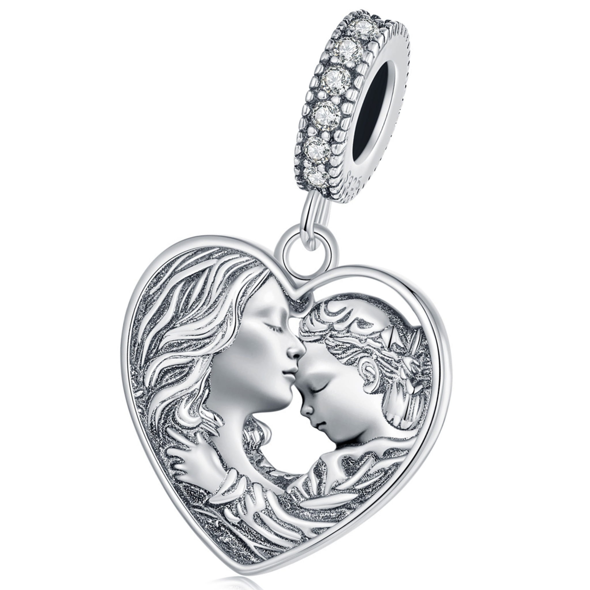 Mama i córka srebrny charms zawieszka srebro 925