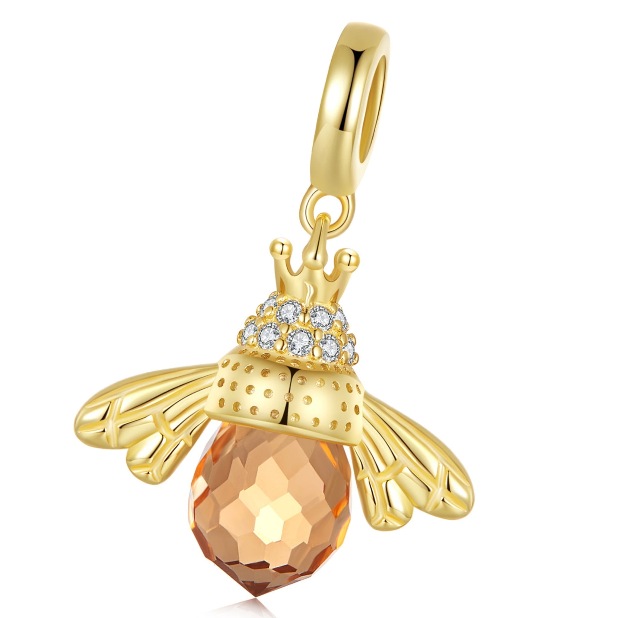 Pszczoła pozłacana z kryształami zawieszka charms srebro 925