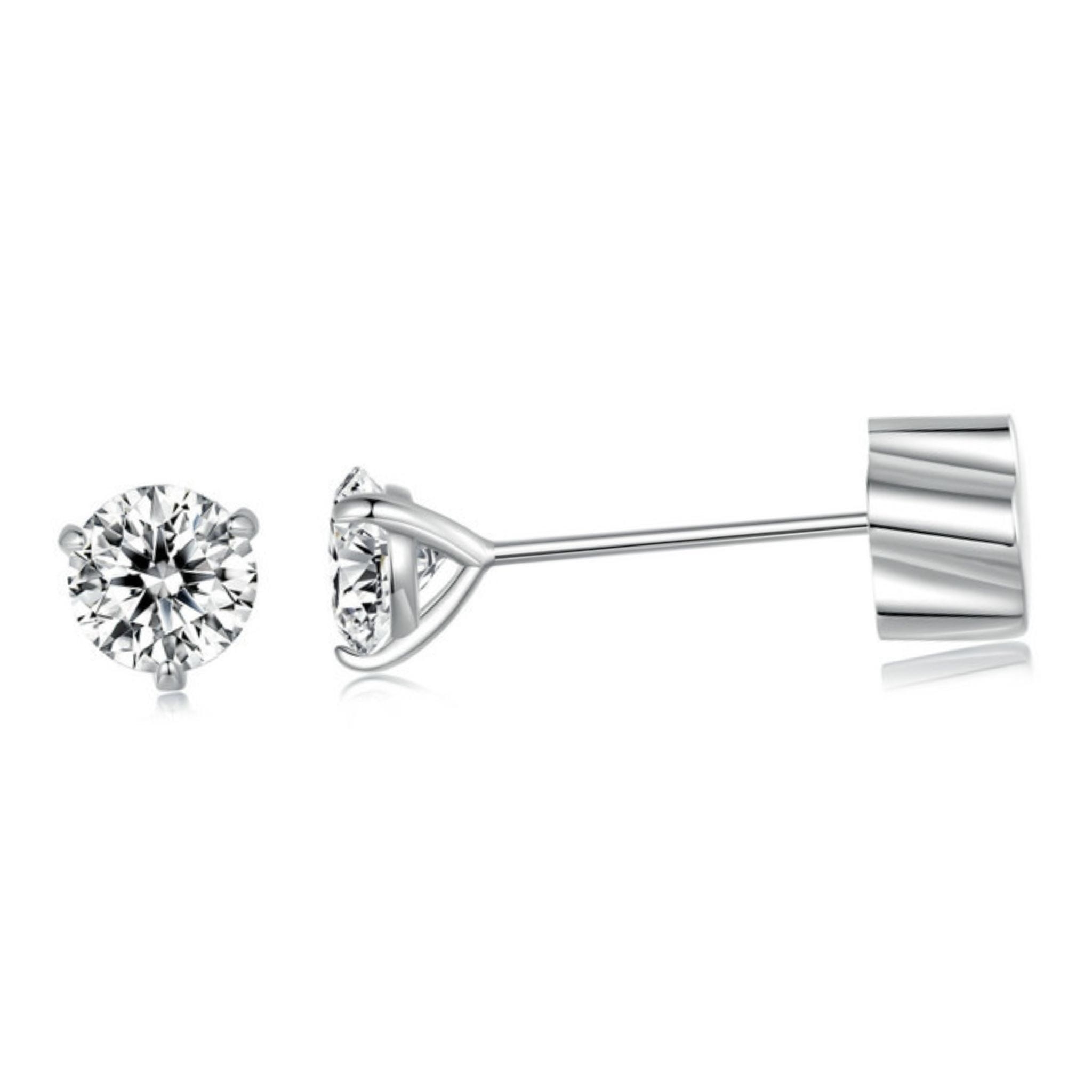 Srebrne sztyfty kolczyki z Moissanitami 3,0,x3,0mm 0,1ct srebro 925 rozmiar S