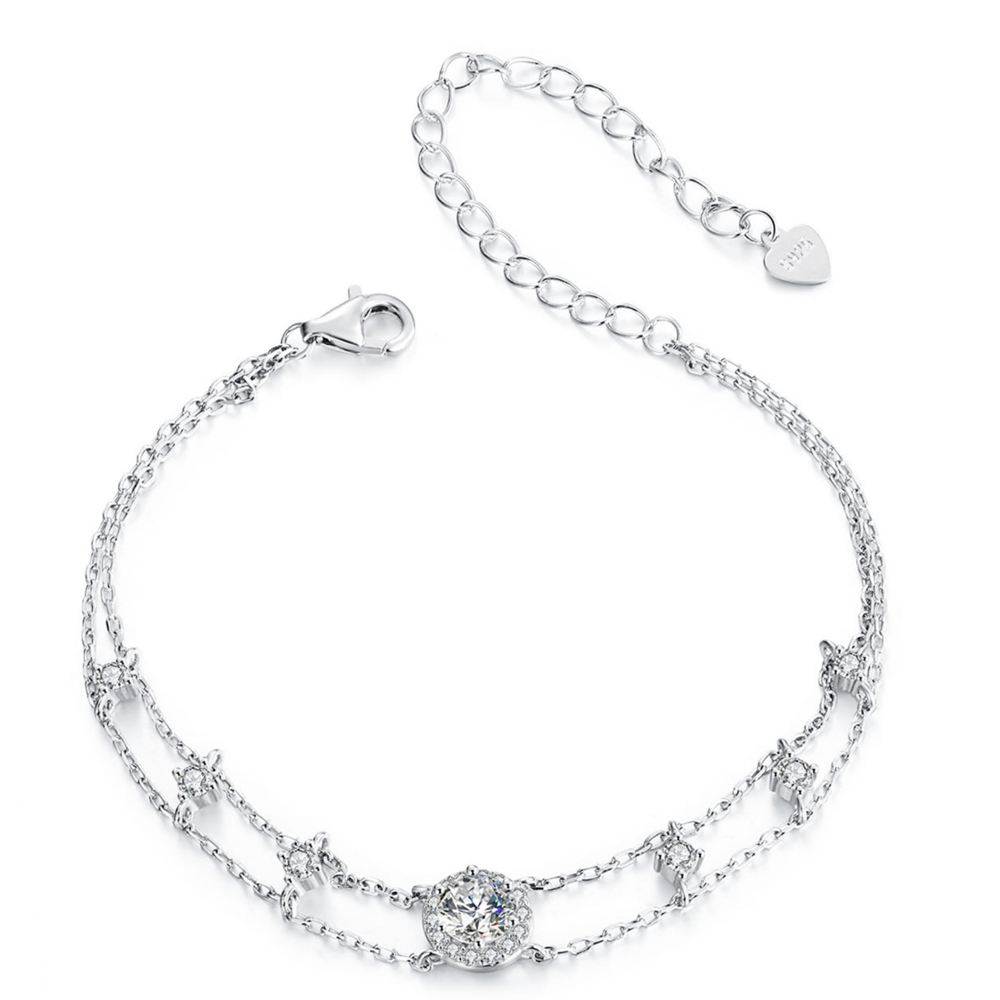 Podwójna srebrna bransoletka z Moissanitem 0,5 ct