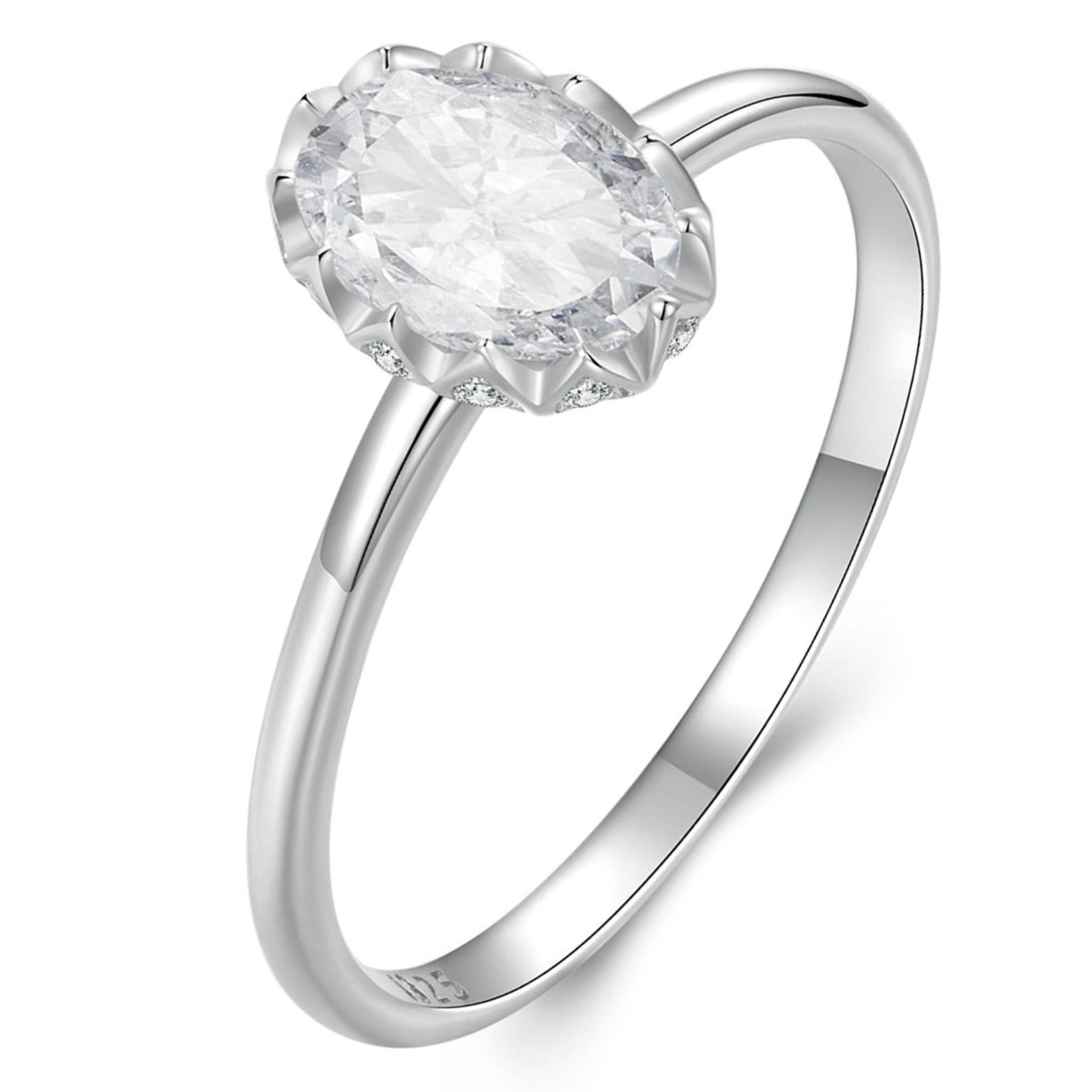 Srebrny pierścionek z owalnym Moissanitem 1,0 ct srebro 925 R16