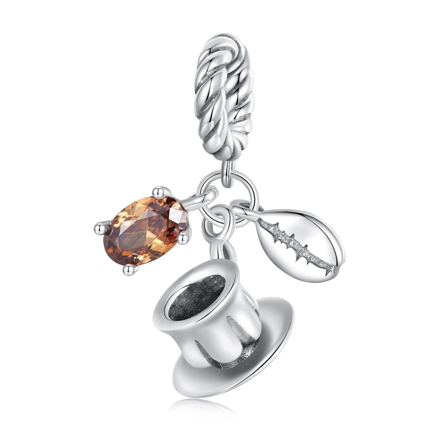 Filiżanka kawy srebrny charms zawieszka beads
