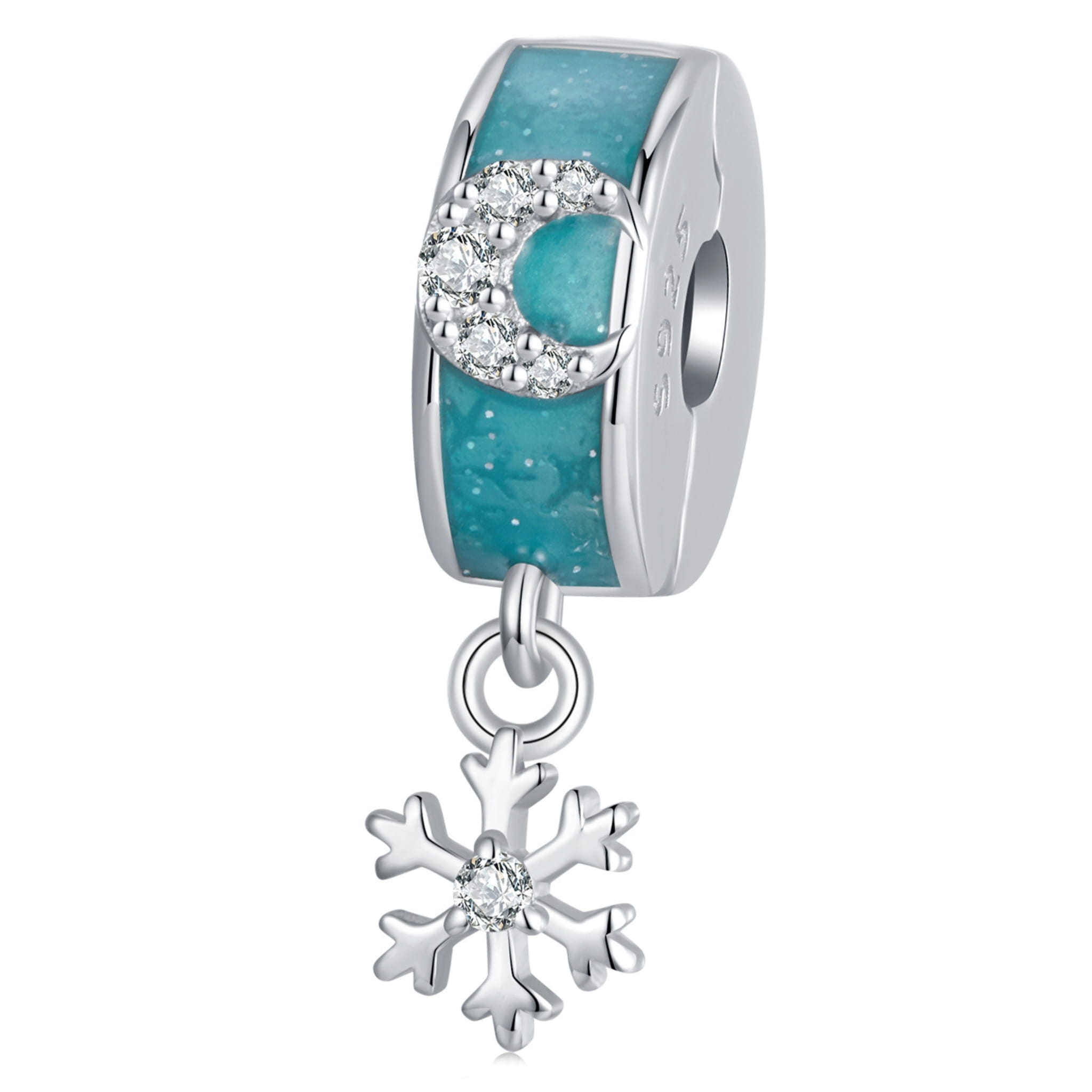 Spinka ze śnieżynką srebrny charms do bransoletki srebro 925