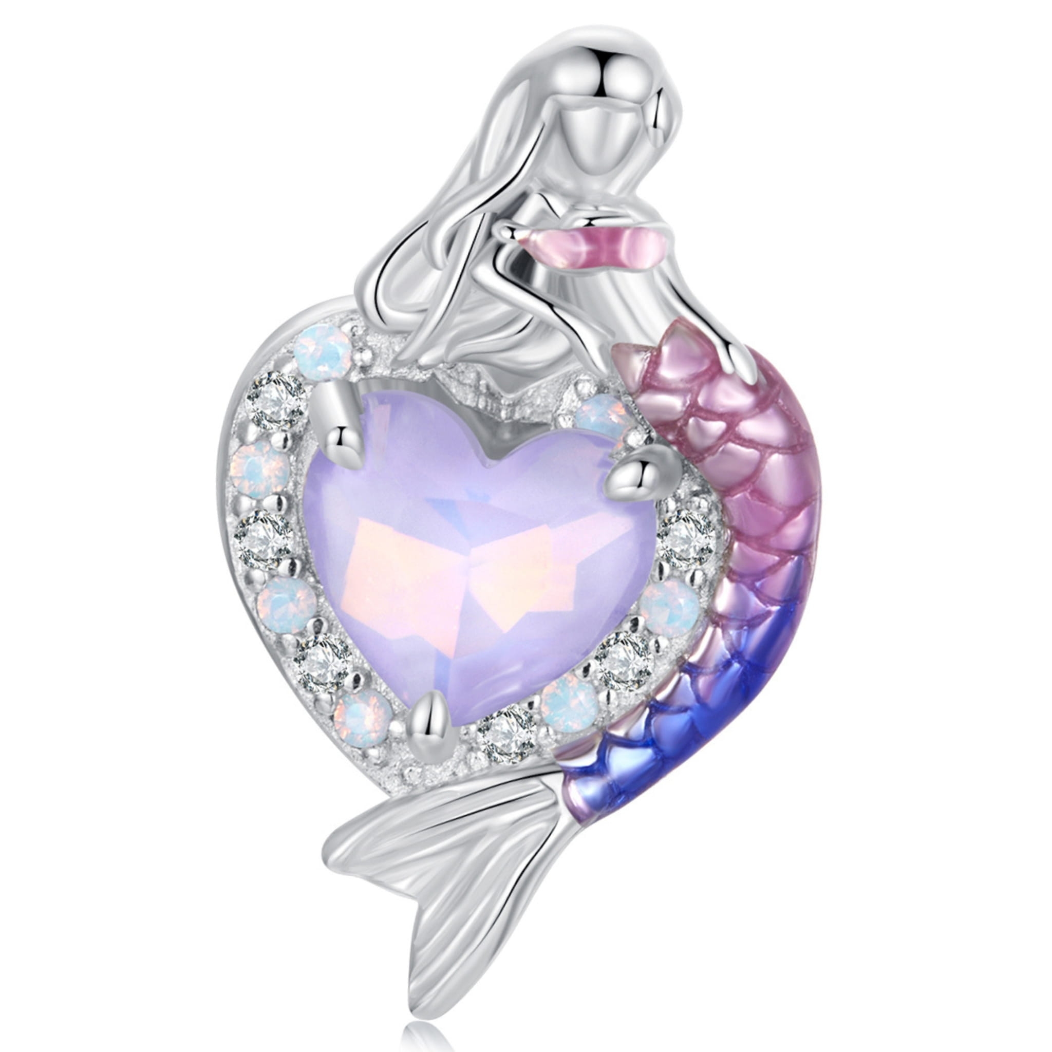 Syrenka z serduszkiem srebrny charms koralik beads srebro 925