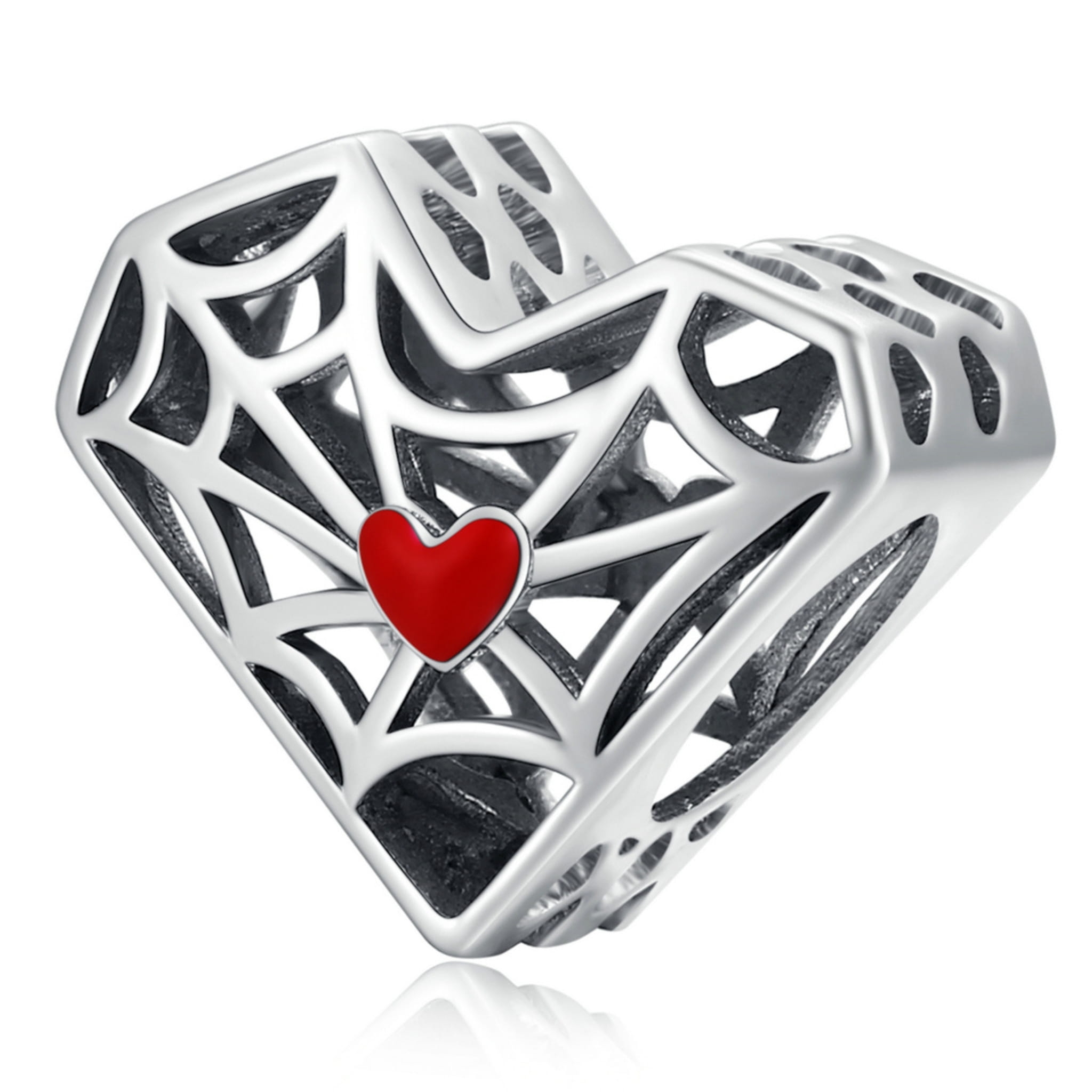 Srebrny charms pajęcze serce beads srebro 925