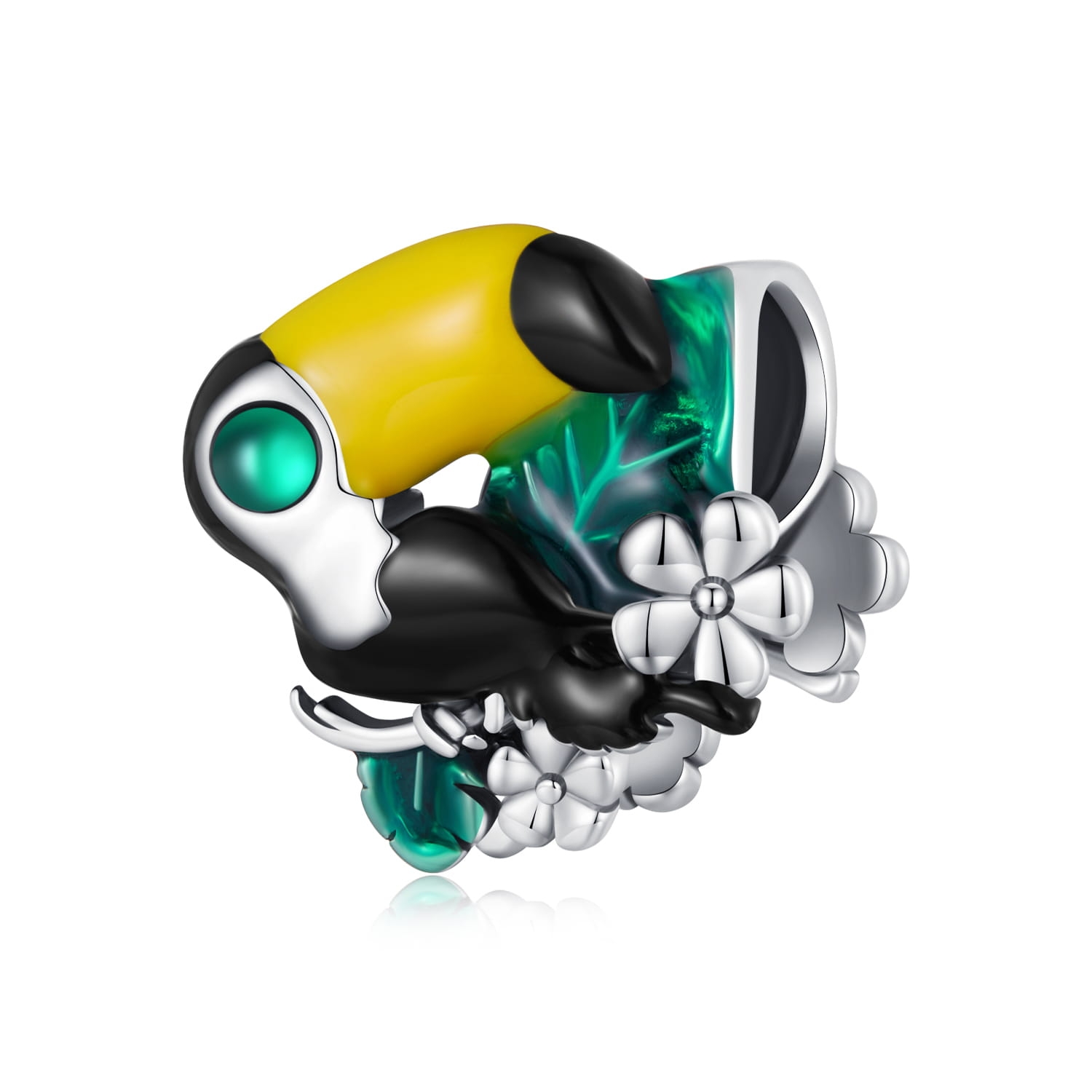 Ptak tukan srebrny charms koralik beads srebro 925
