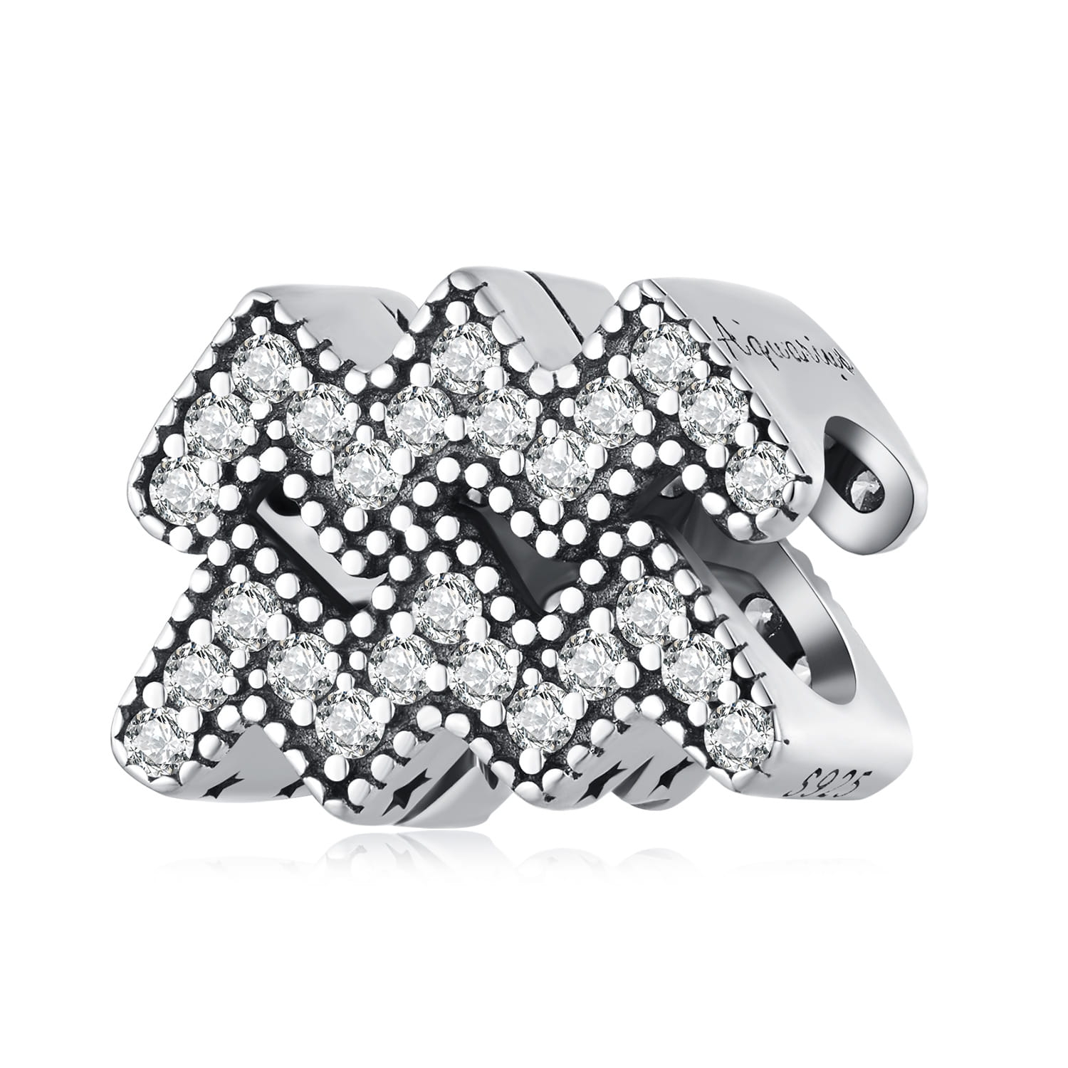Wodnik znak zodiaku srebrny charms koralik beads