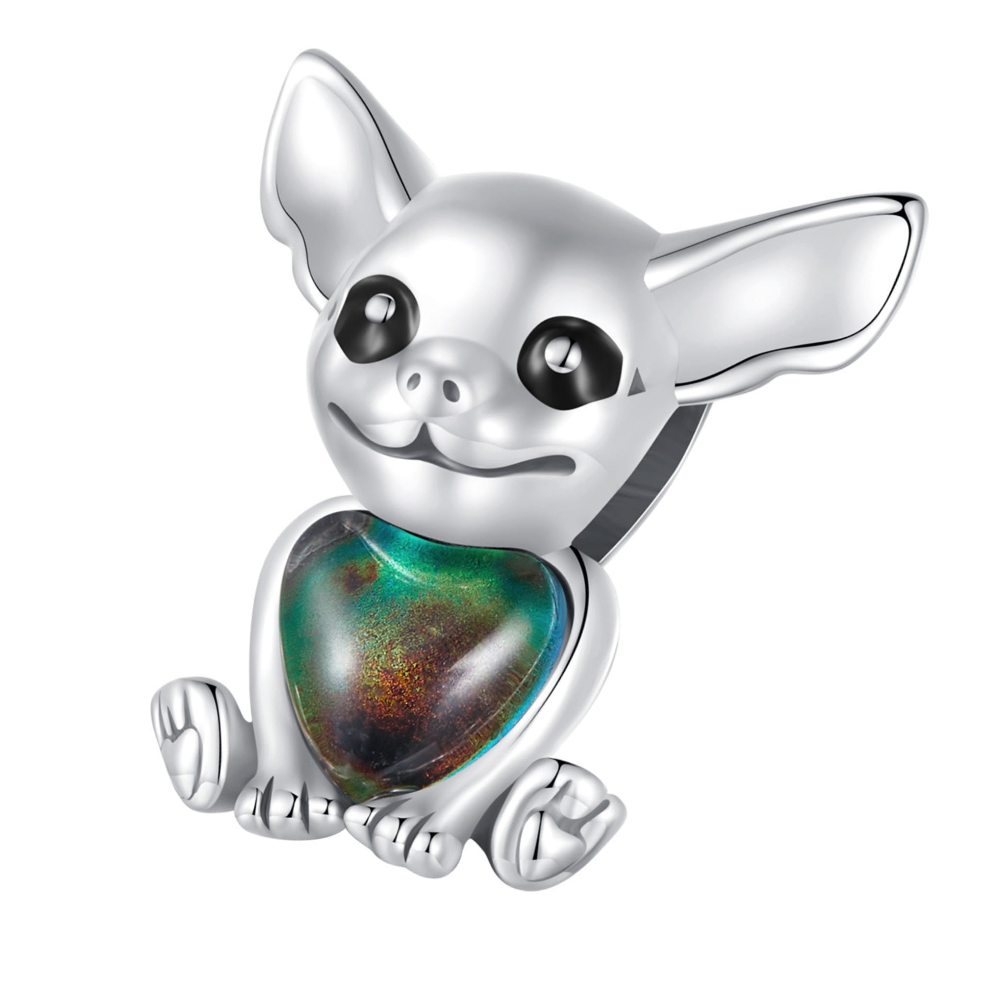 Chihuahua charms zmieniający kolor srebrny koralik modułowy