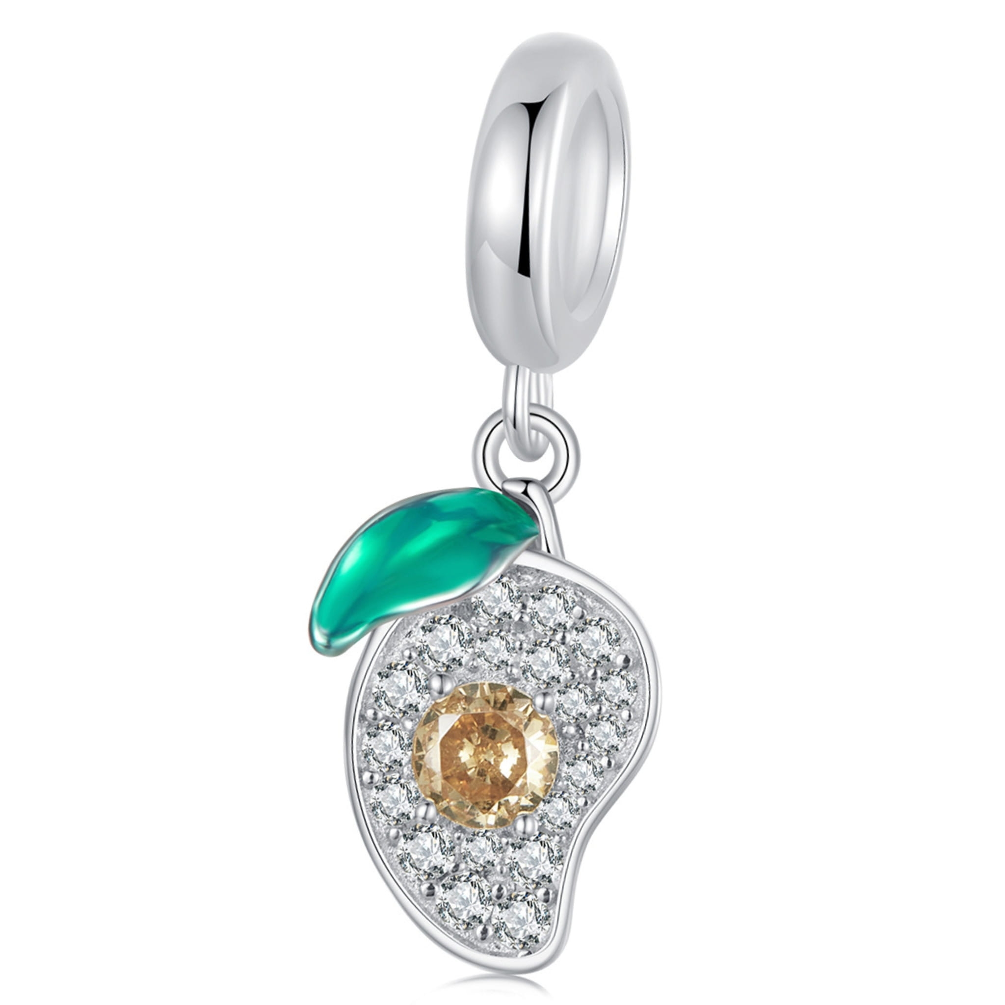 Kryształowy owoc mango charms srebrna zawieszka beads srebro 925