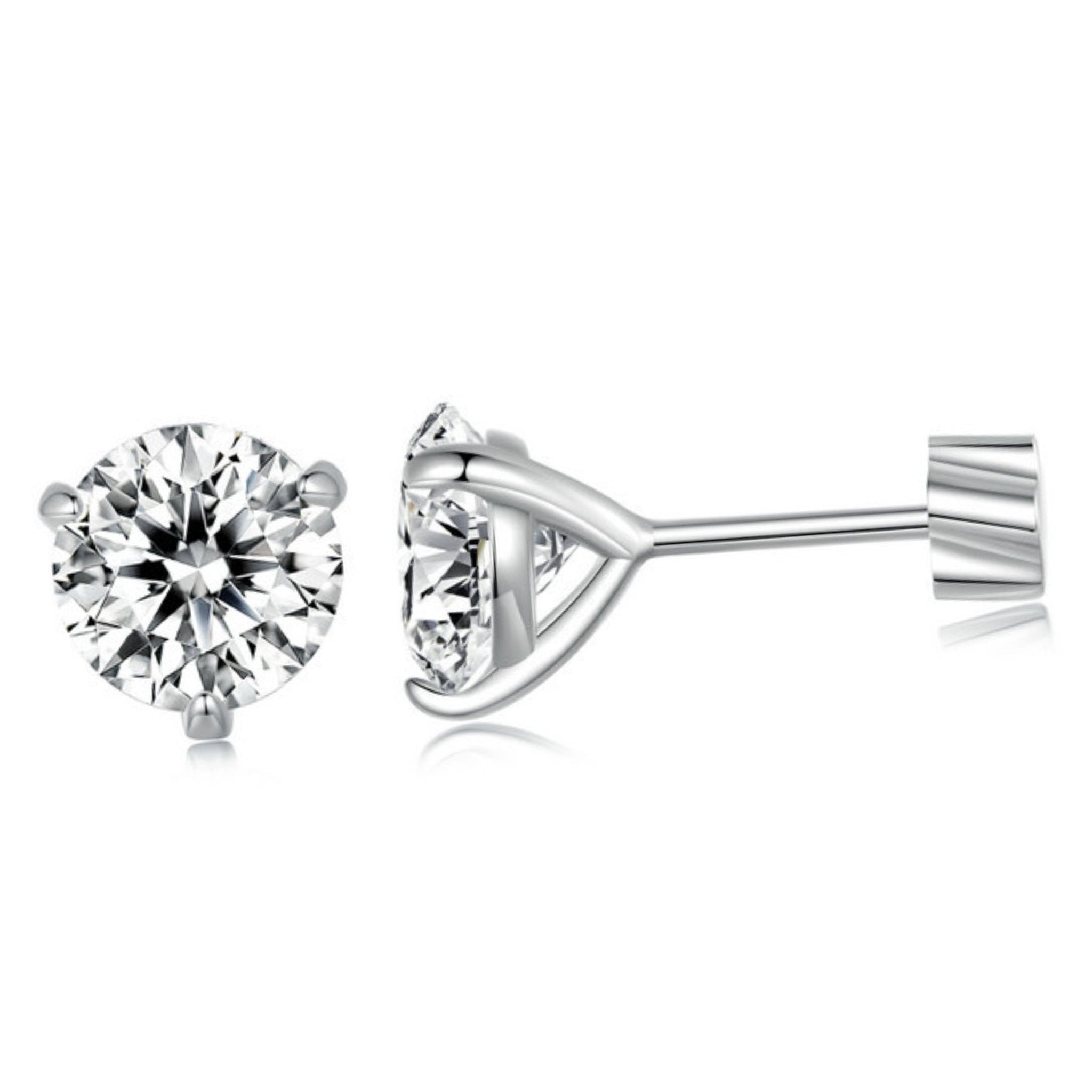 Srebrne sztyfty kolczyki z Moissanitami 6,5x6,5mm 1,0ct srebro 925 rozmiar L