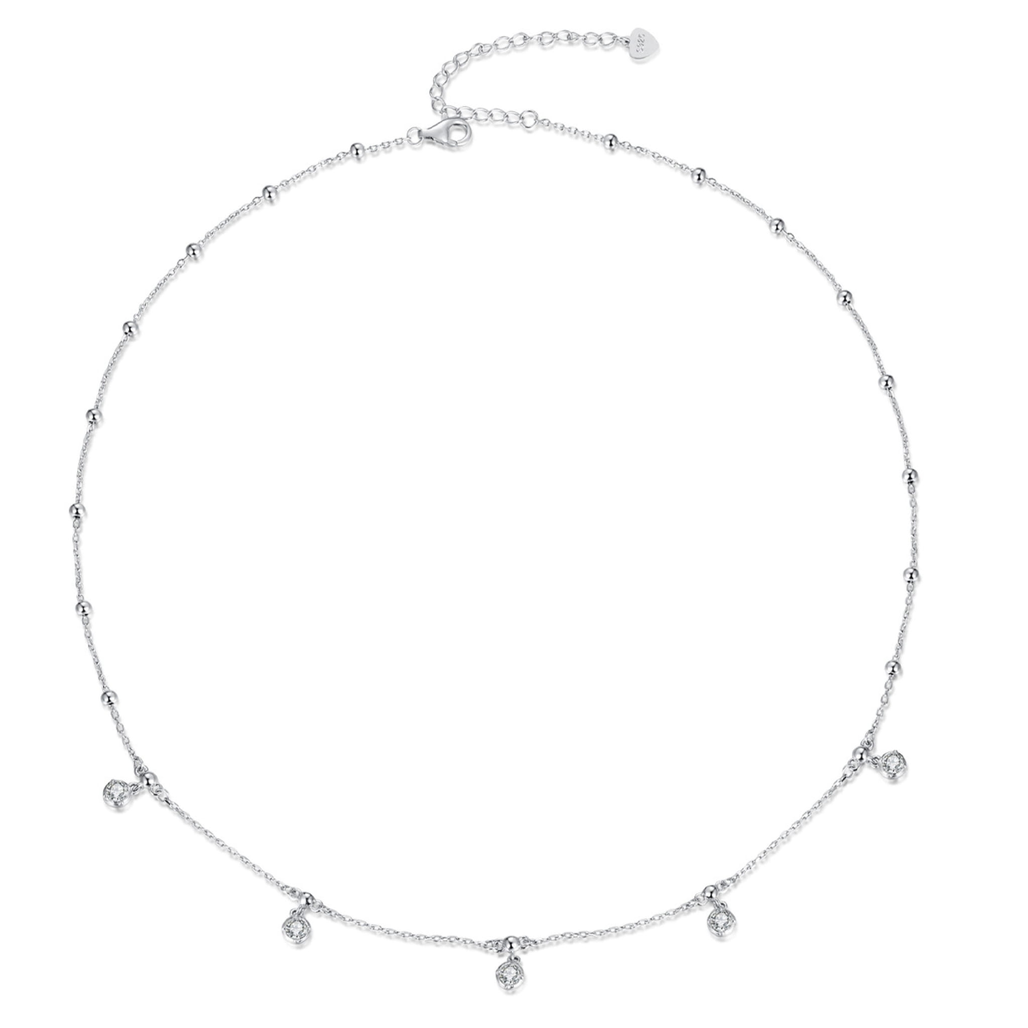 Srebrny naszyjnik z kuleczkami i Moissanitami 0,1 ct srebro 925
