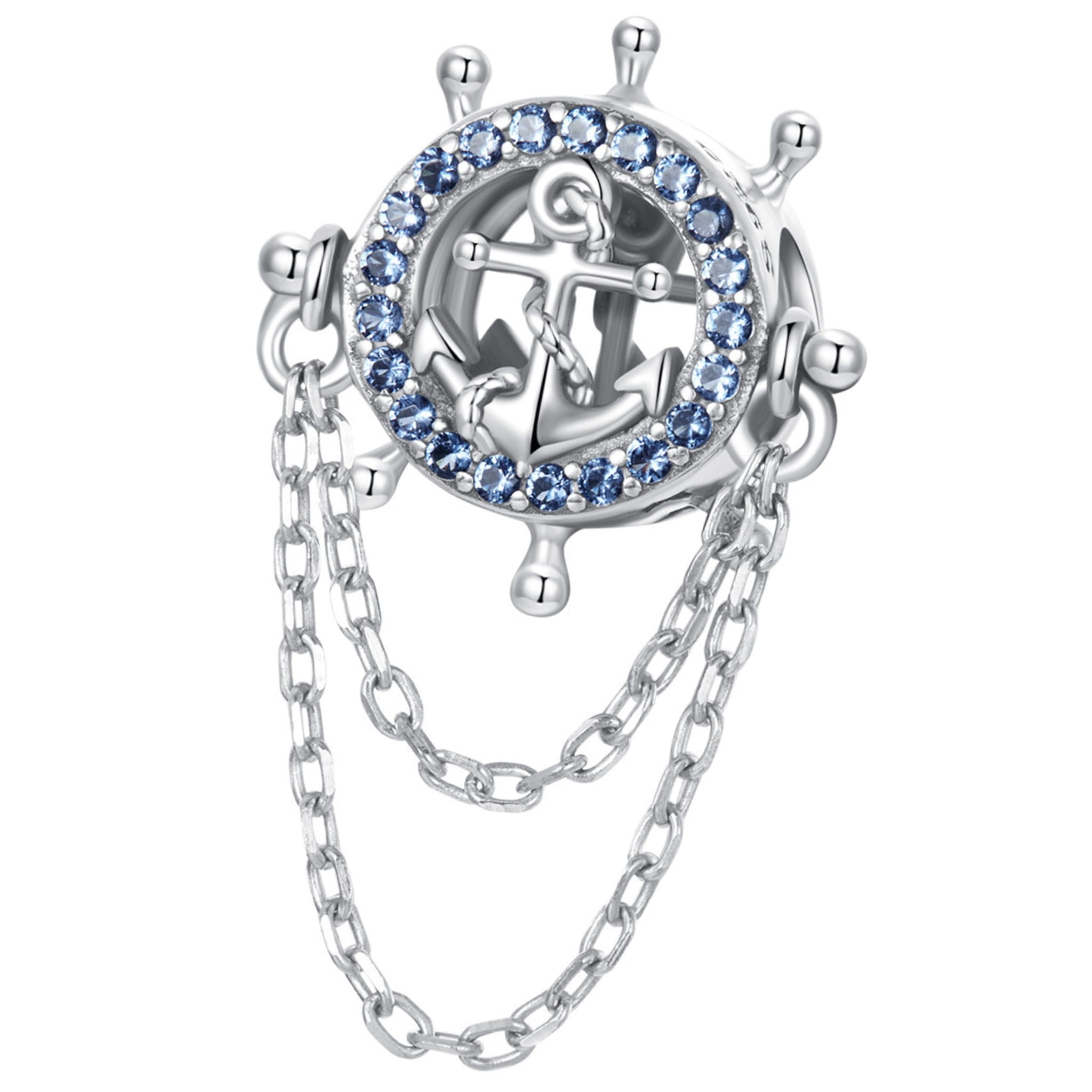 Ster i kotwica srebrny charms z łańcuszkami koralik beads srebro 925