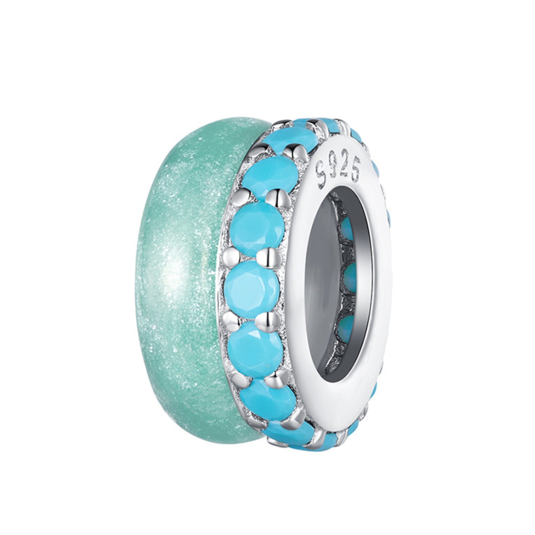 Stoper turkusowy charms do bransoletki srebro 925