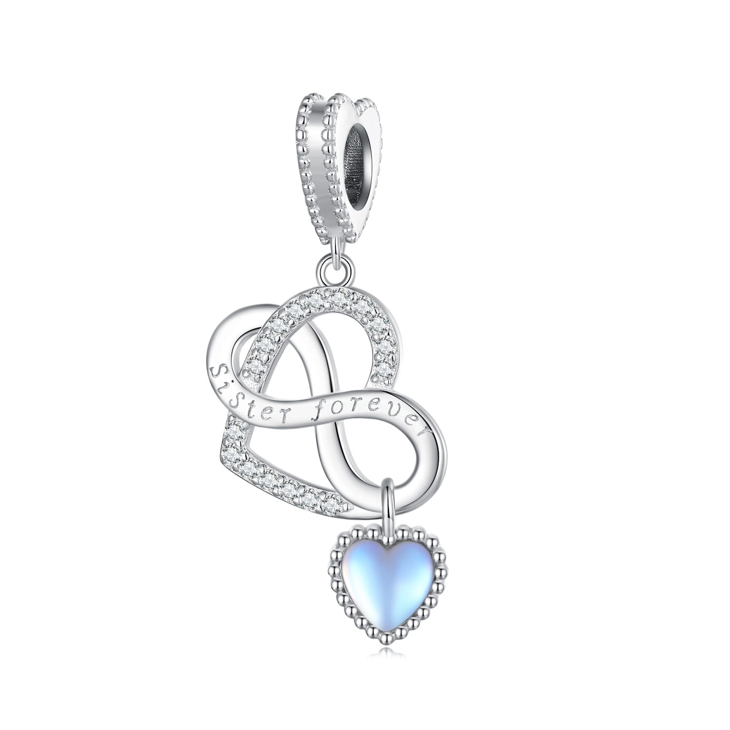 Serce dla siostry srebrny charms zawieszka srebro 925