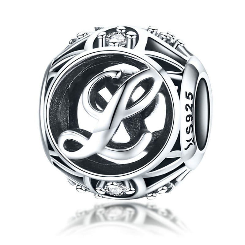 Literka L alfabet charms koralik srebro 925