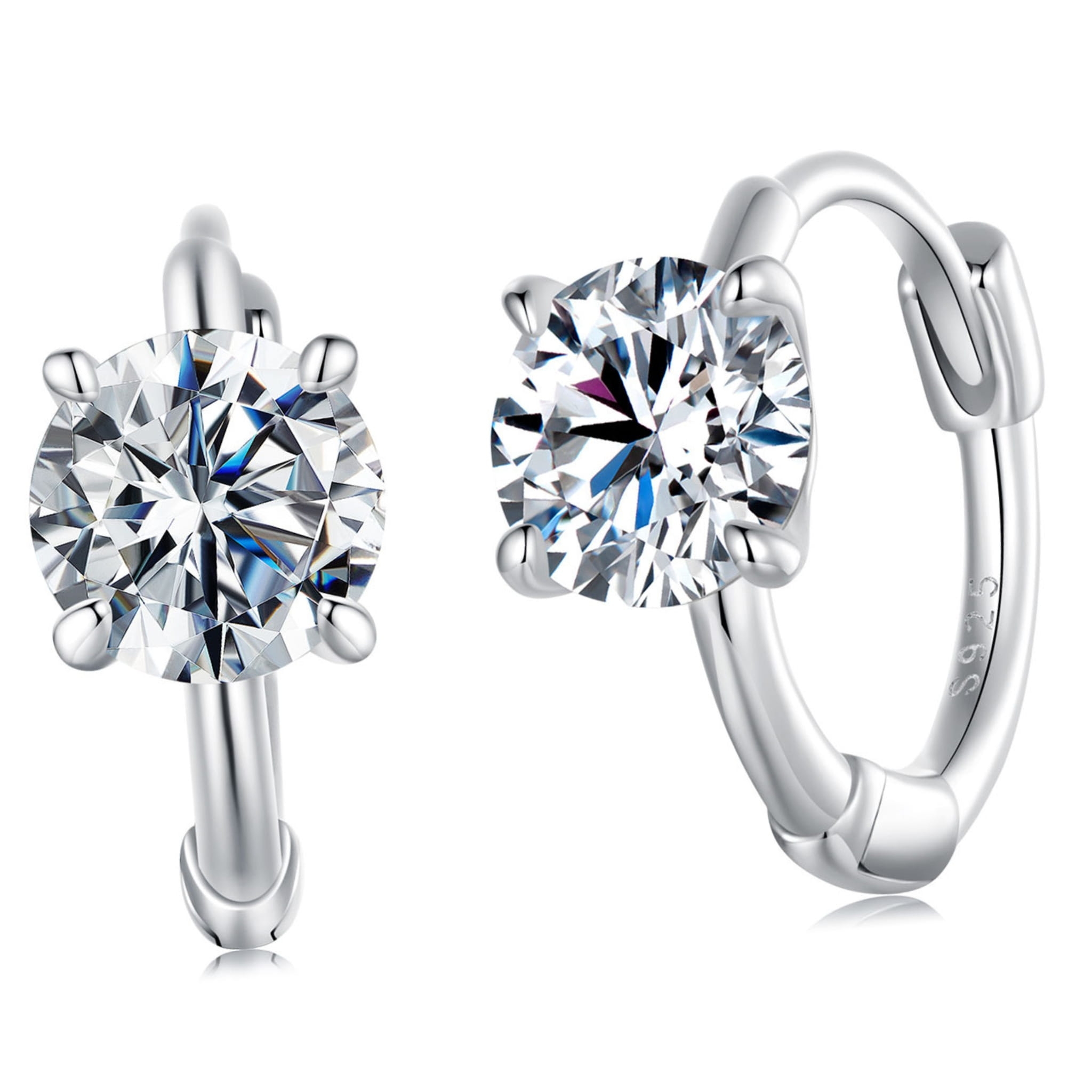 Srebrne kolczyki koła z Moissanitem 0,5 ct srebro 925 zatrzaski