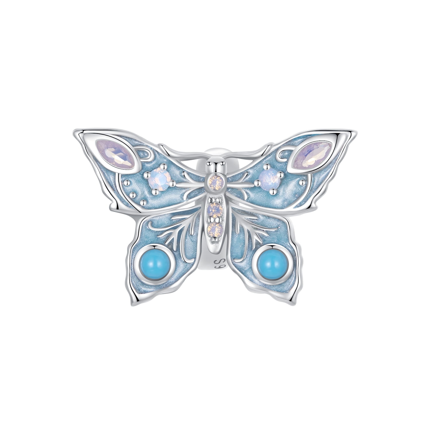 Stoper motyl z kryształkami charms do bransoletki srebro 925