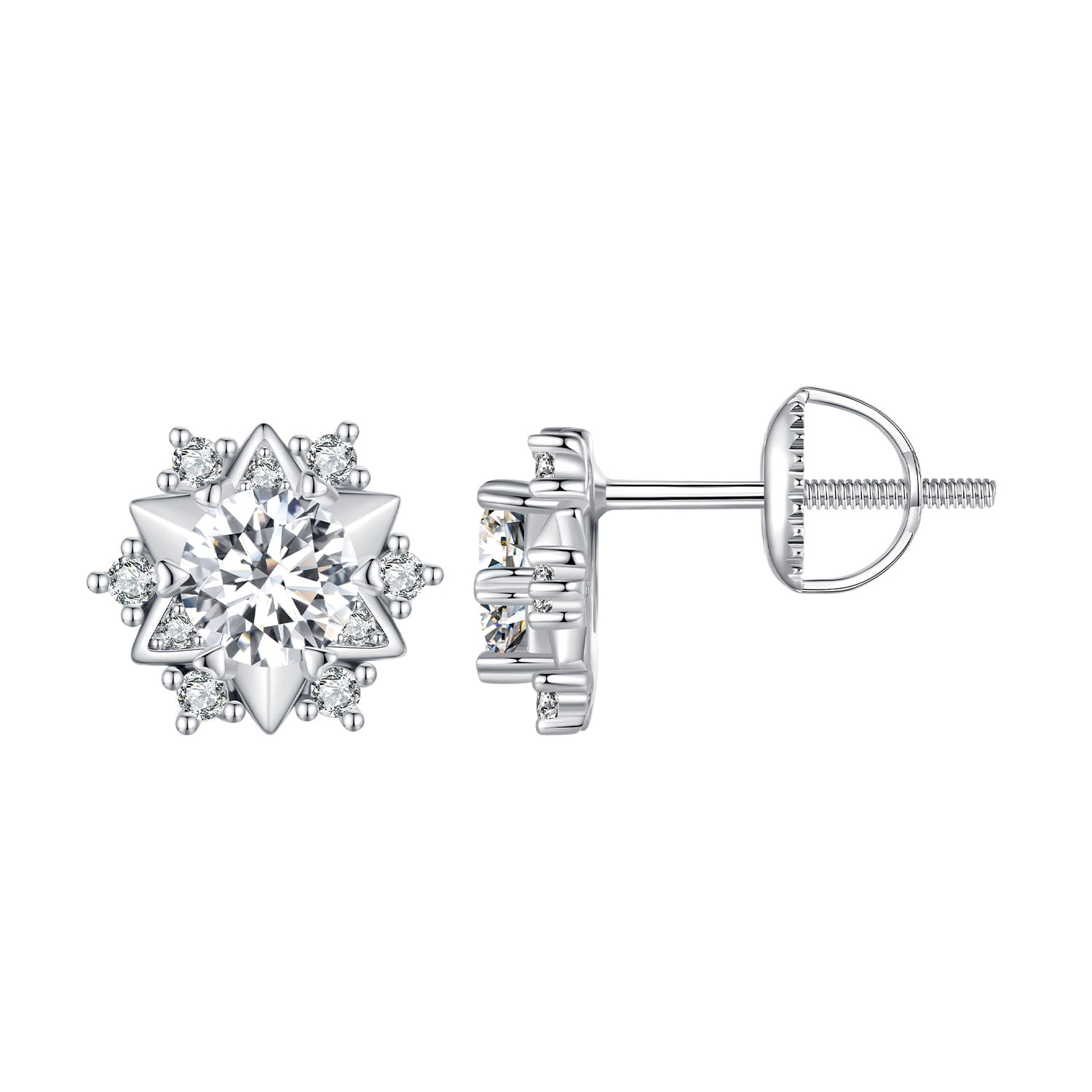 Srebrne gwiazdki kolczyki Moissanity 0,5 ct sztyfty