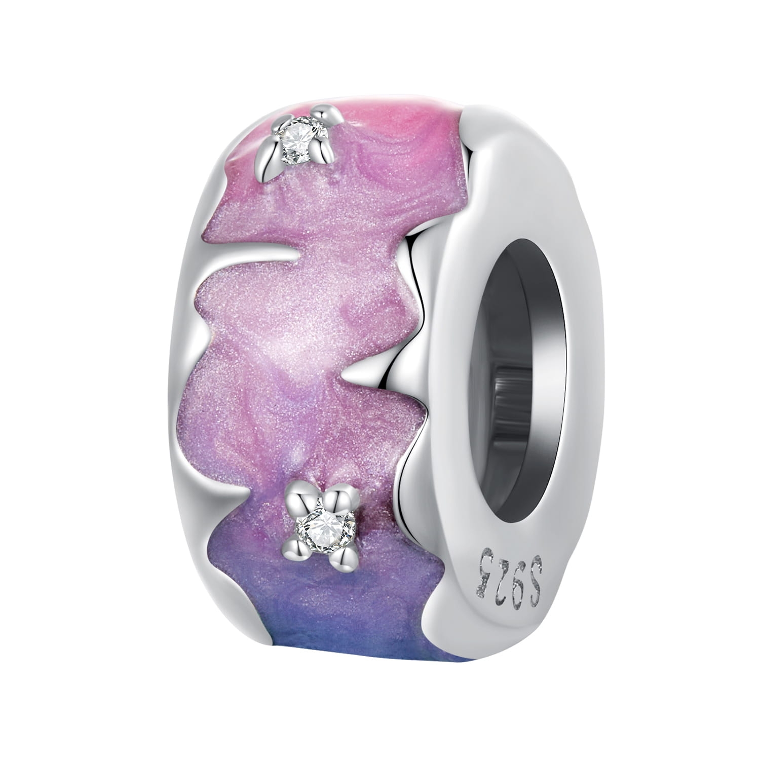 Tęczowy stoper do bransoletki charms srebro 925 beads