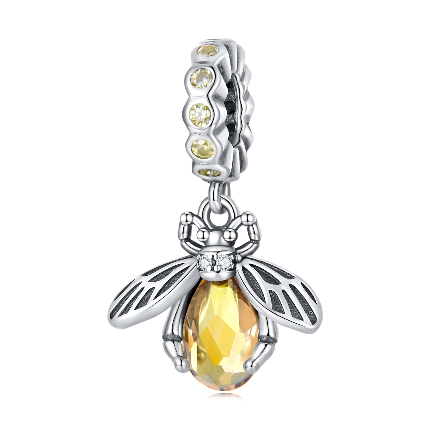 Kryształowa pszczoła srebrna zawieszka charms srebro 925 beads