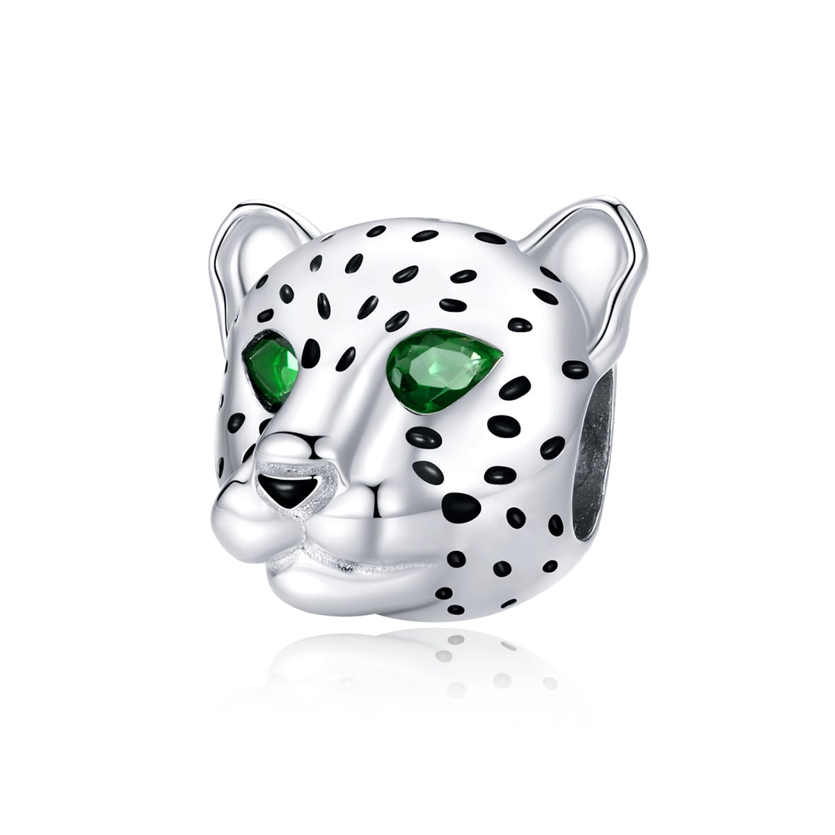 Gepard z zielonymi oczami srebrny charms koralik beads srebro 925
