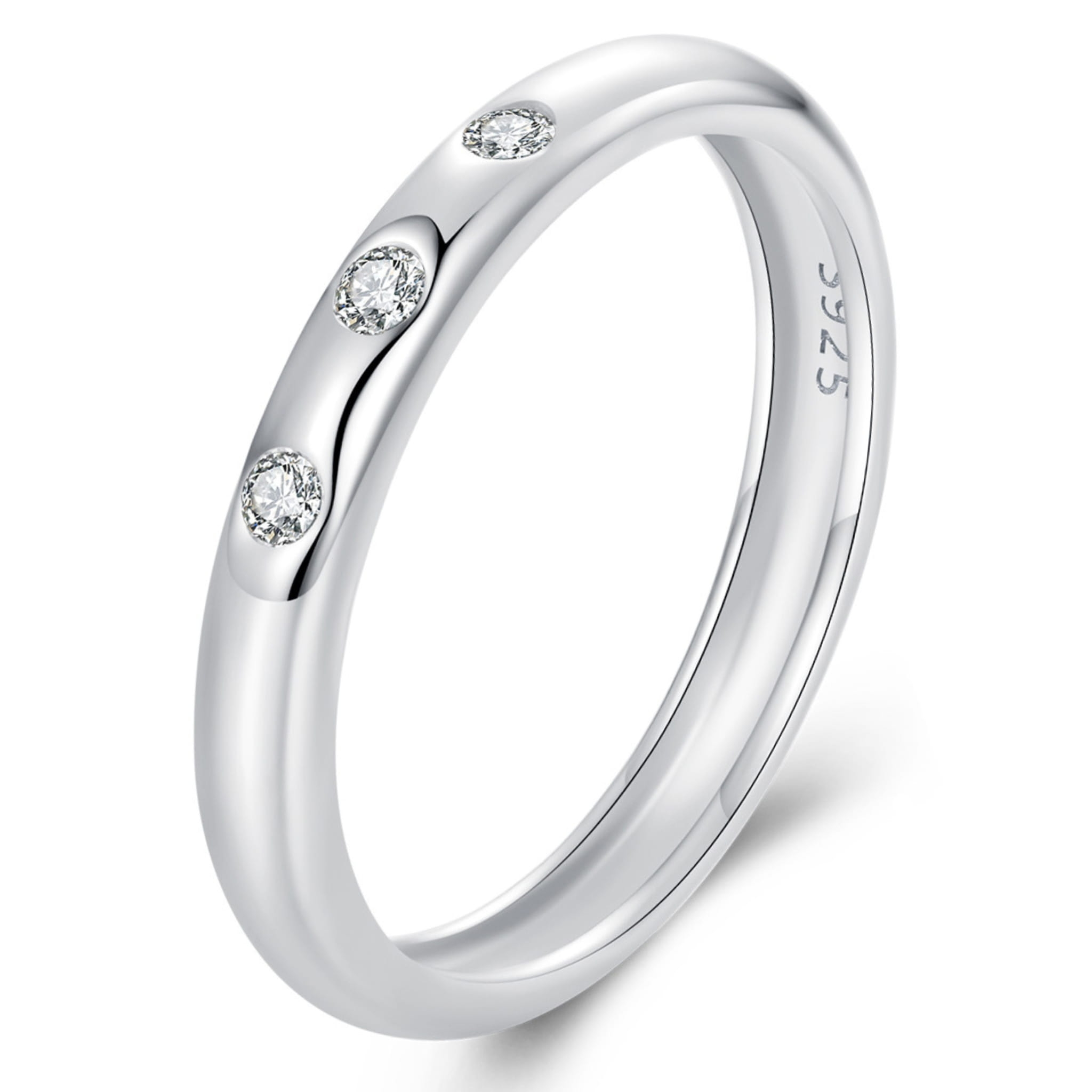 Srebrny pierścionek z trzema Moissanitami 0,03 ct srebro 925 rozmiar R14