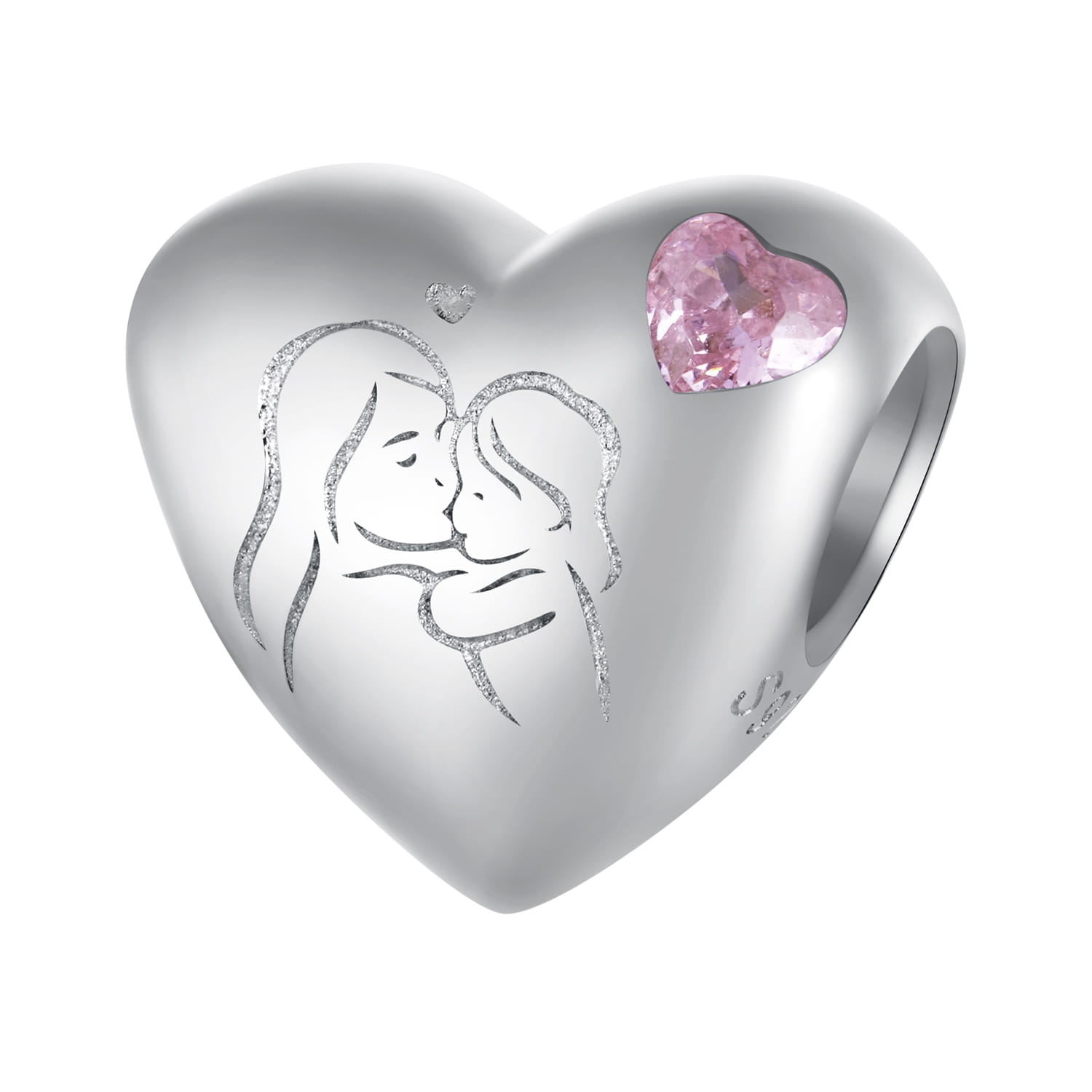 Serce mama z dzieckiem srebrny charms koralik beads