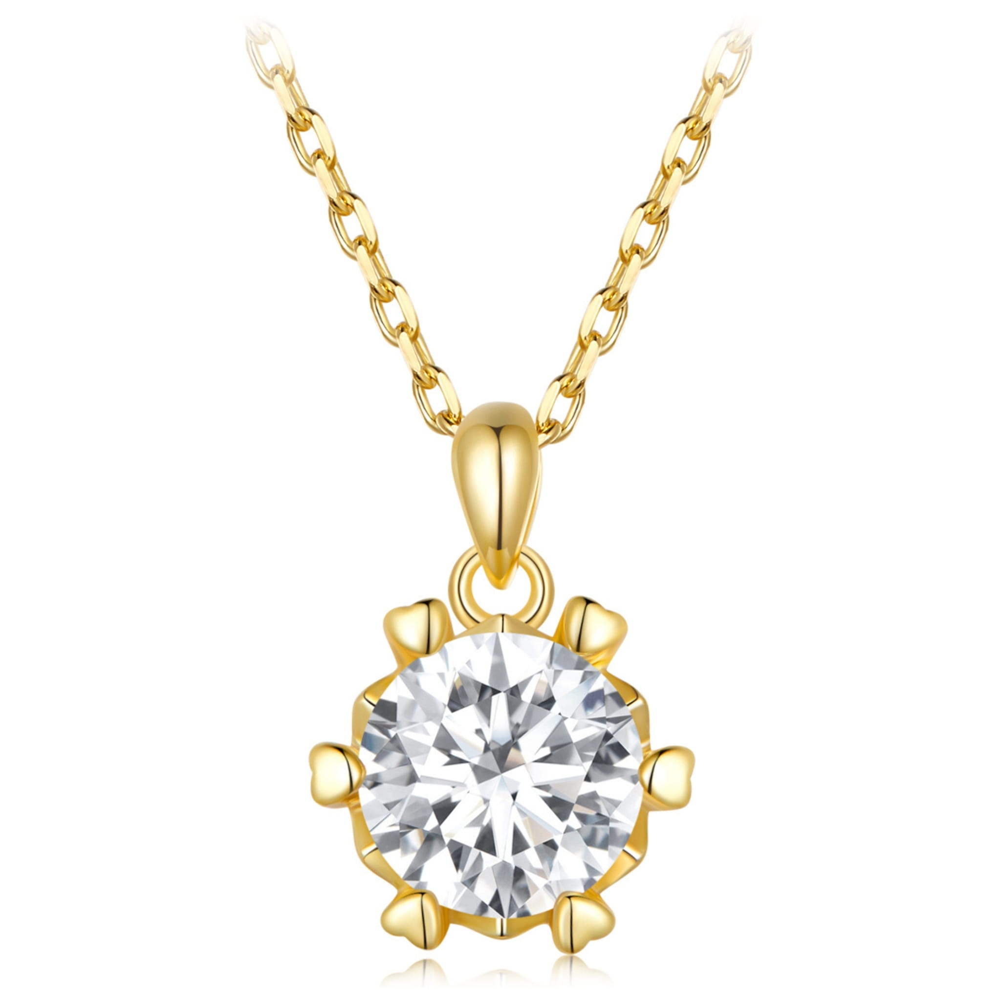 Pozłacany naszyjnik Moissanit 1,0 ct srebro 925 regulacja