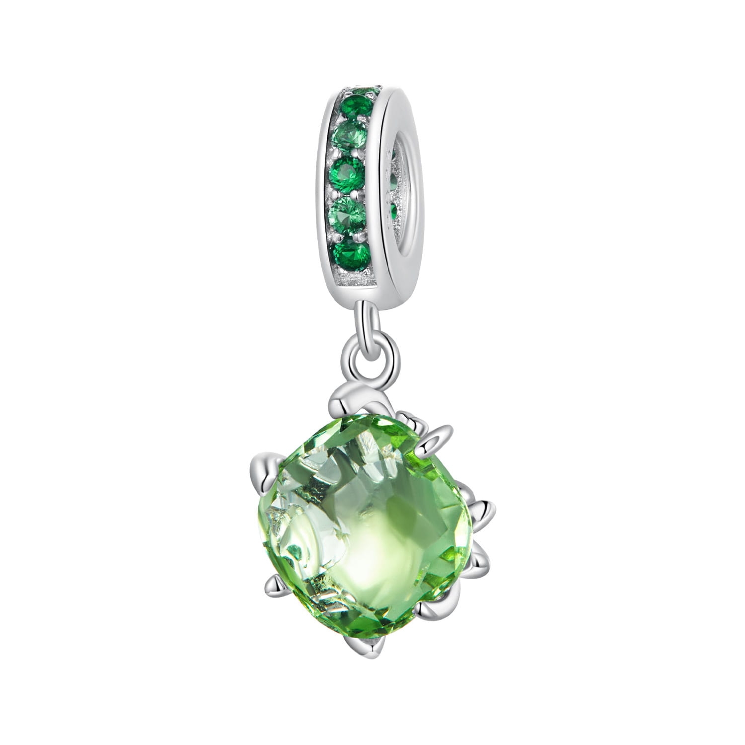 Drzewo zielony kryształ srebrny charms zawieszka beads
