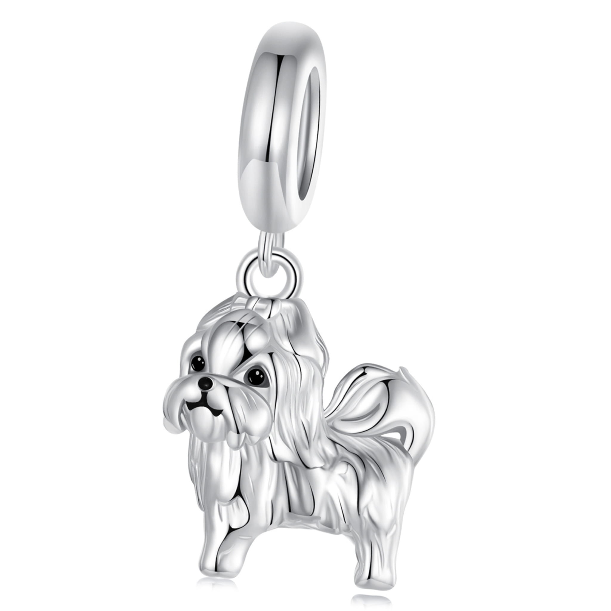 Piesek rasy Shih Tzu charms srebrna zawieszka beads srebro 925