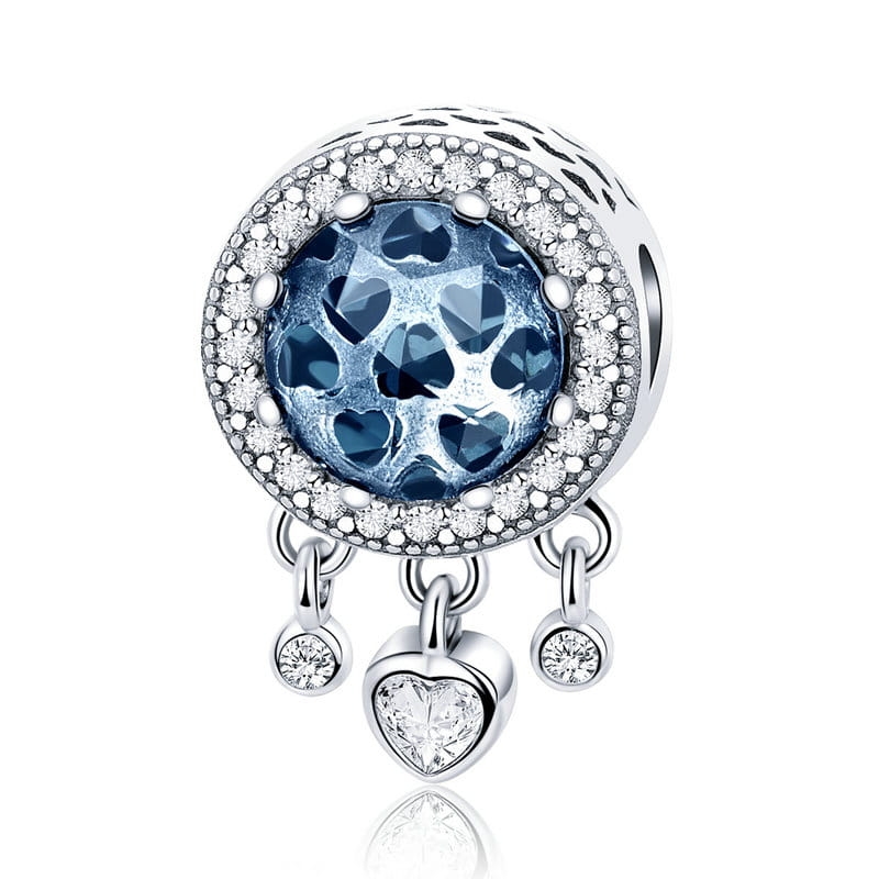Łapacz snów z wiszącymi kryształami charms koralik beads srebro 925