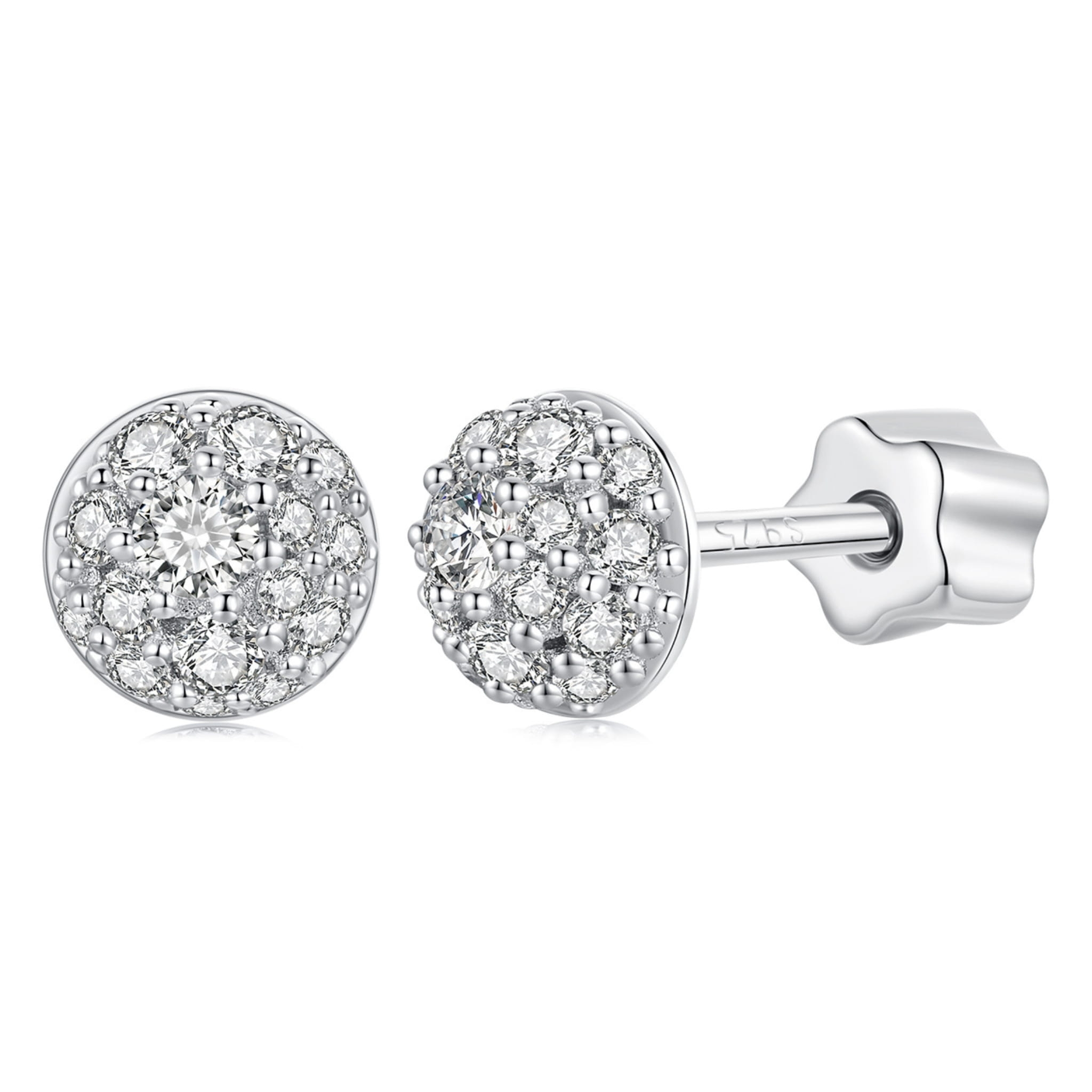 Srebrne kolczyki sztyfty zakręcane Moissanity 0,03 ct srebro 925