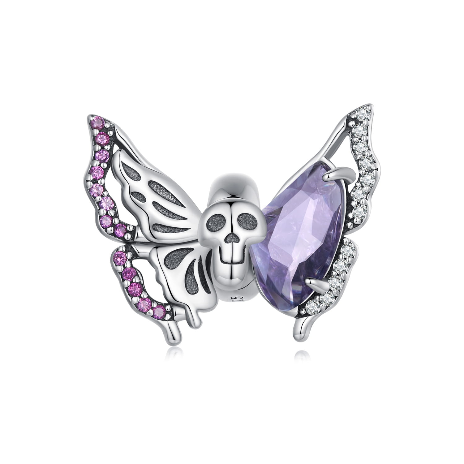 Motyl czaszka charms stoper do bransoletki srebro 925