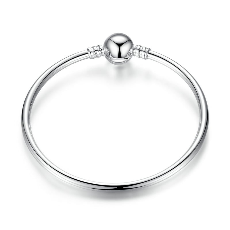 Srebrna sztywna bransoletka modułowa 19 cm charms