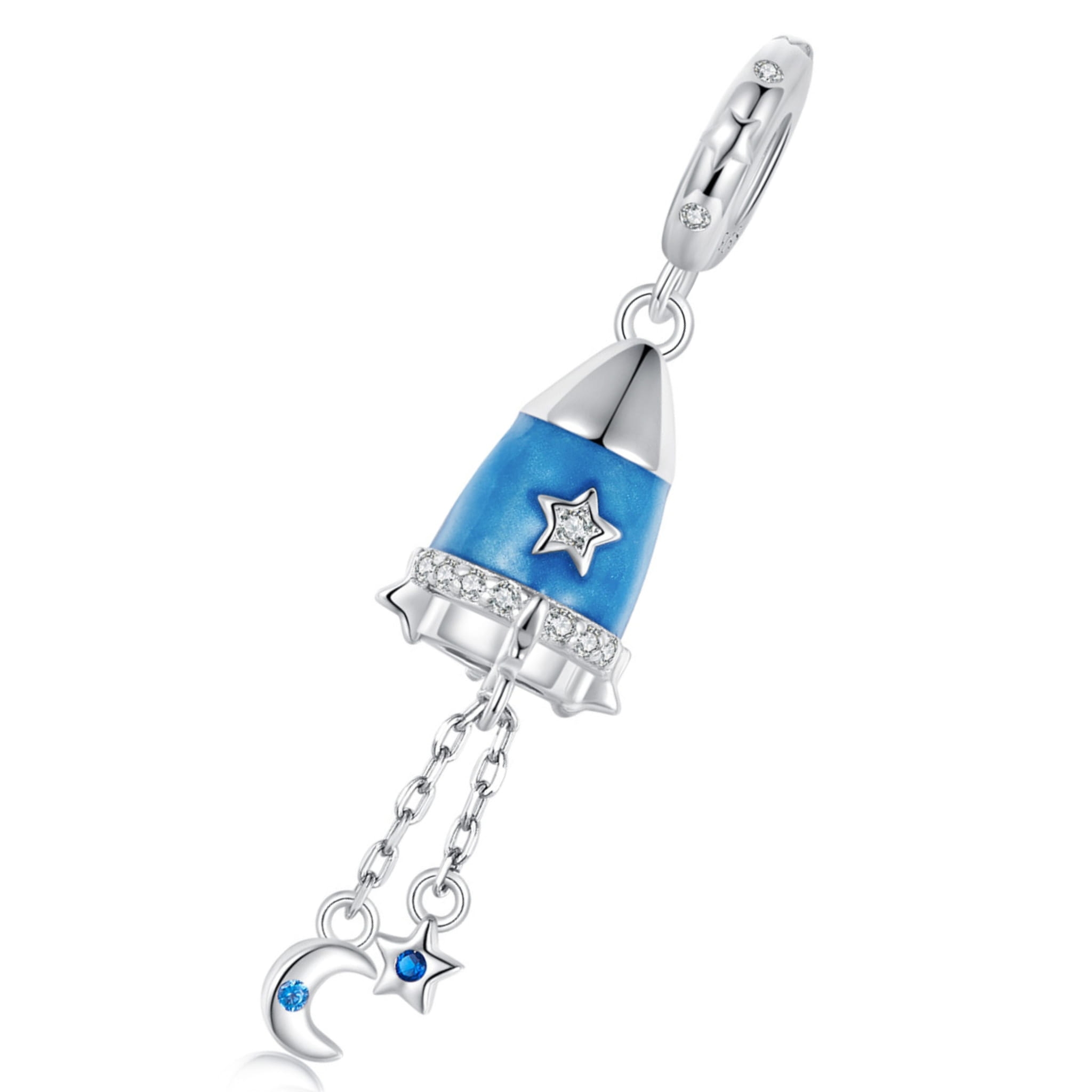 Niebieska rakieta srebrny charms zawieszka beads srebro 925