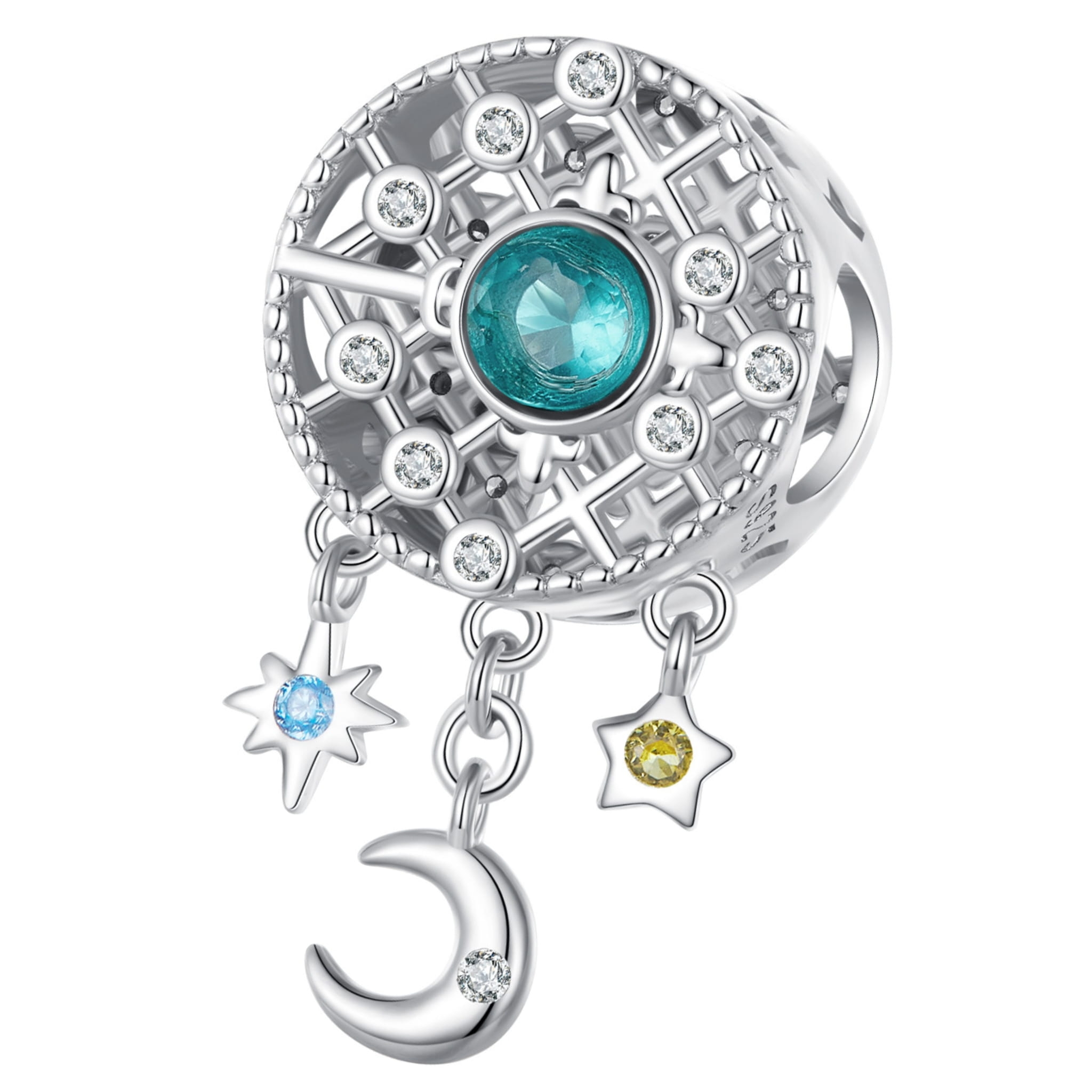 Łapacz snów z kryształkami srebrny charms koralik beads