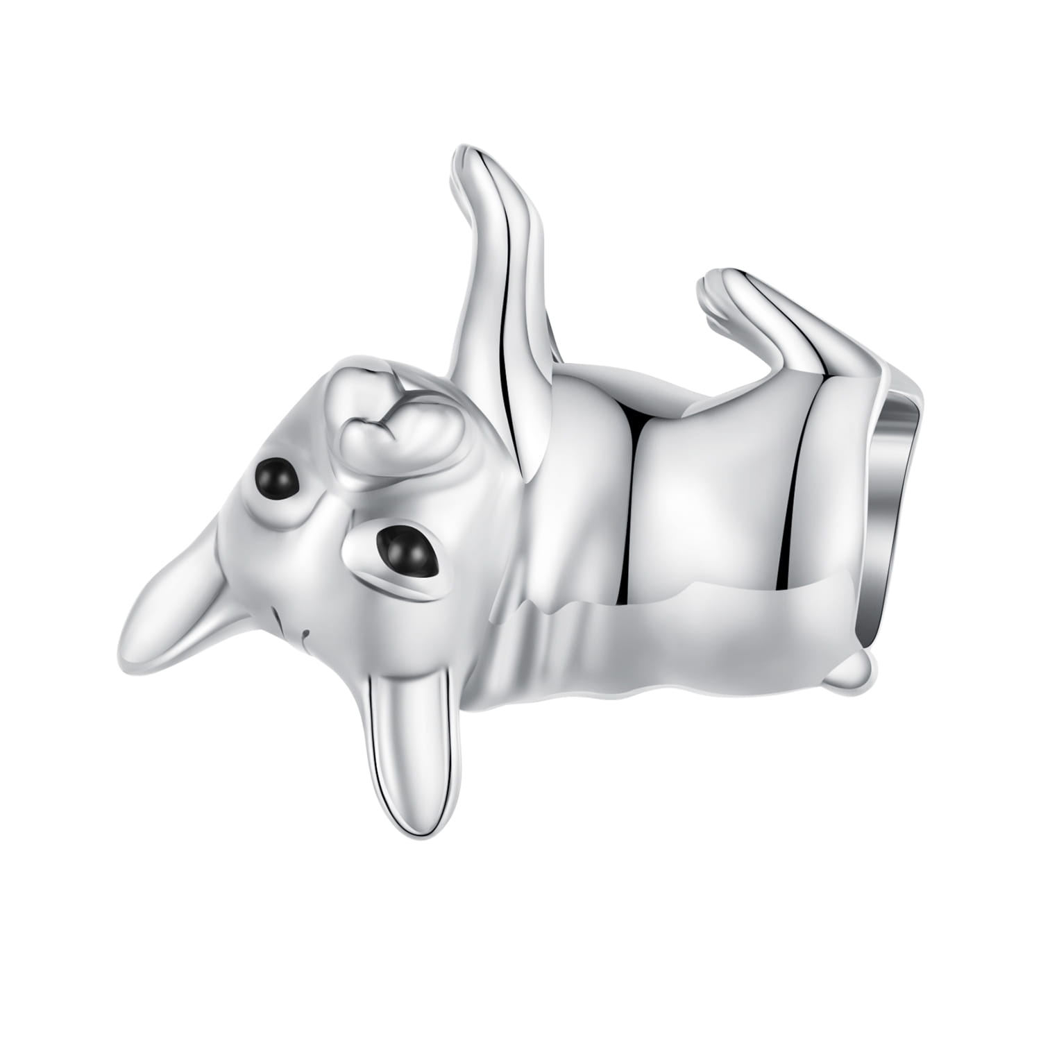 Buldog francuski srebrny charms beads koralik