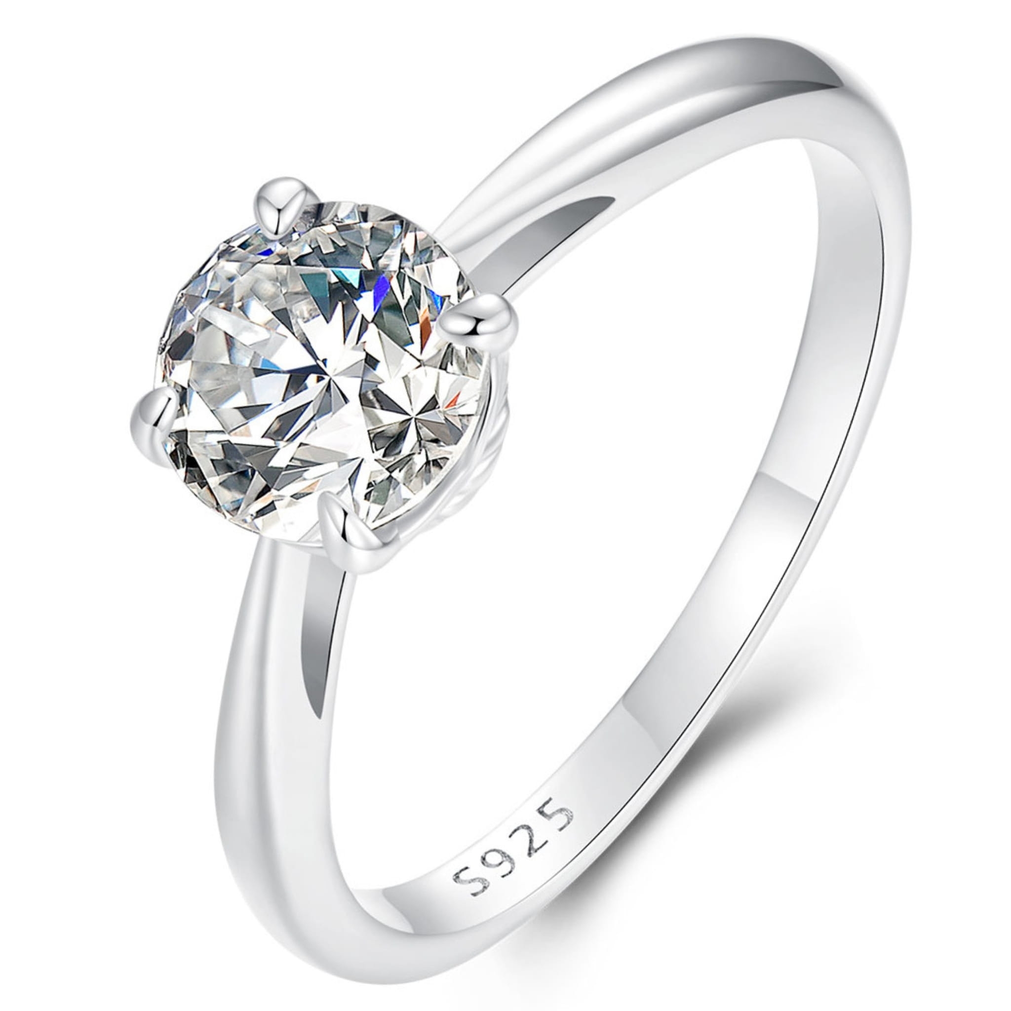 Srebrny pierścionek ze lśniącym kamieniem Moissanit 1,0 ct srebro 925 R12