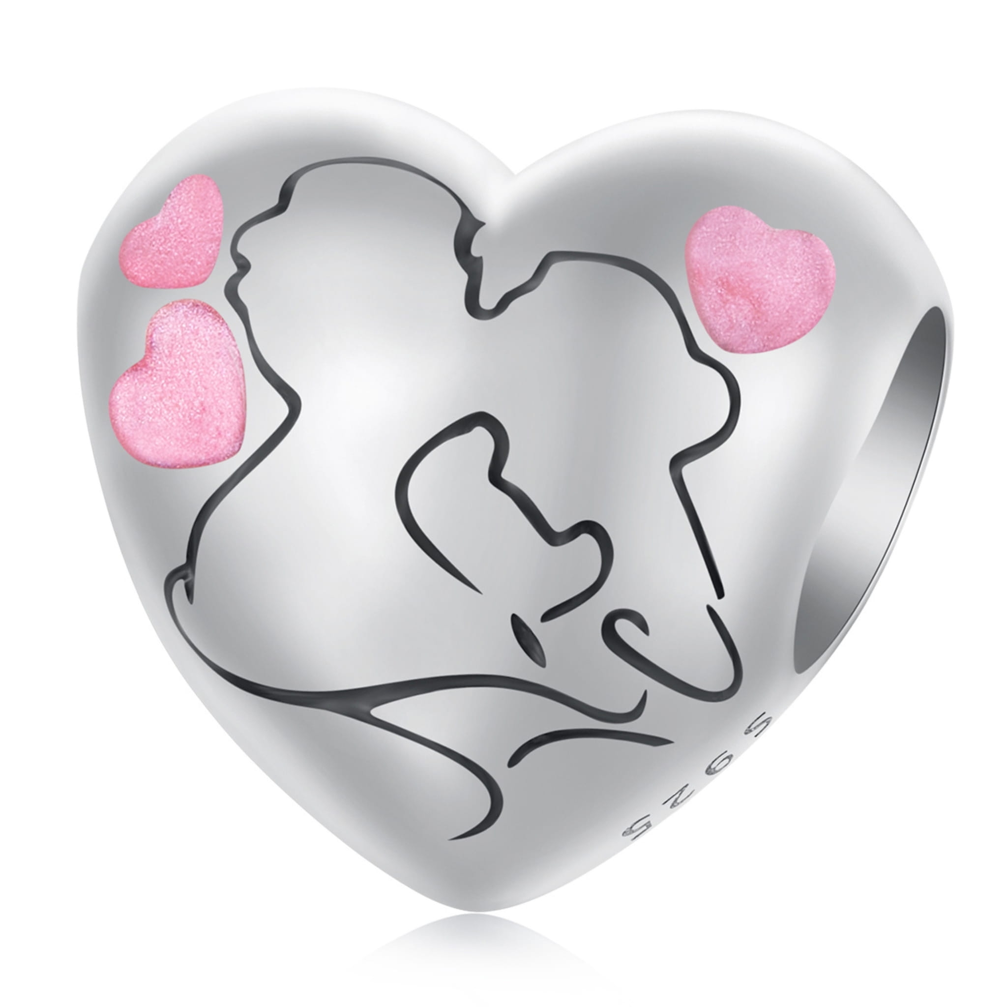 Srebrny charms serce zakochana para koralik beads srebro 925