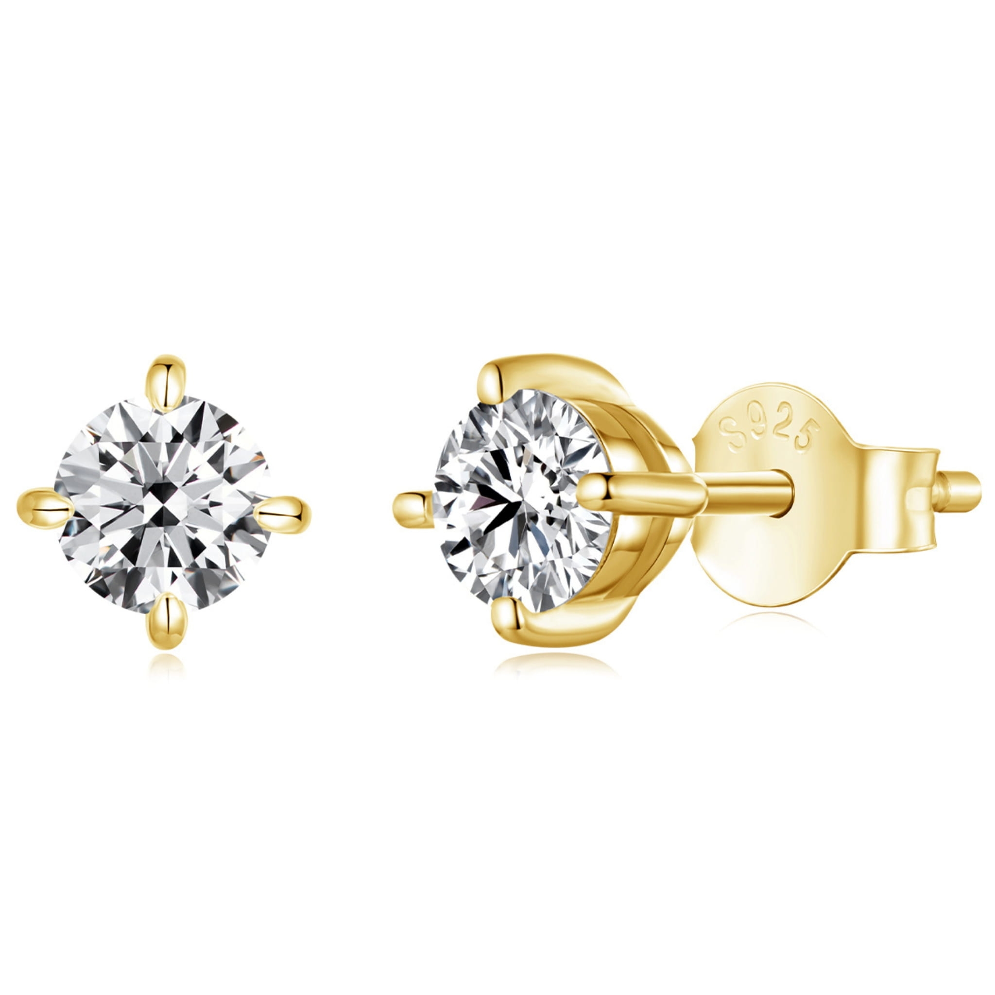 Srebrne pozłacane kolczyki sztyfty Moissanity 5x5mm 0,5 ct srebro 925 rozmiar M