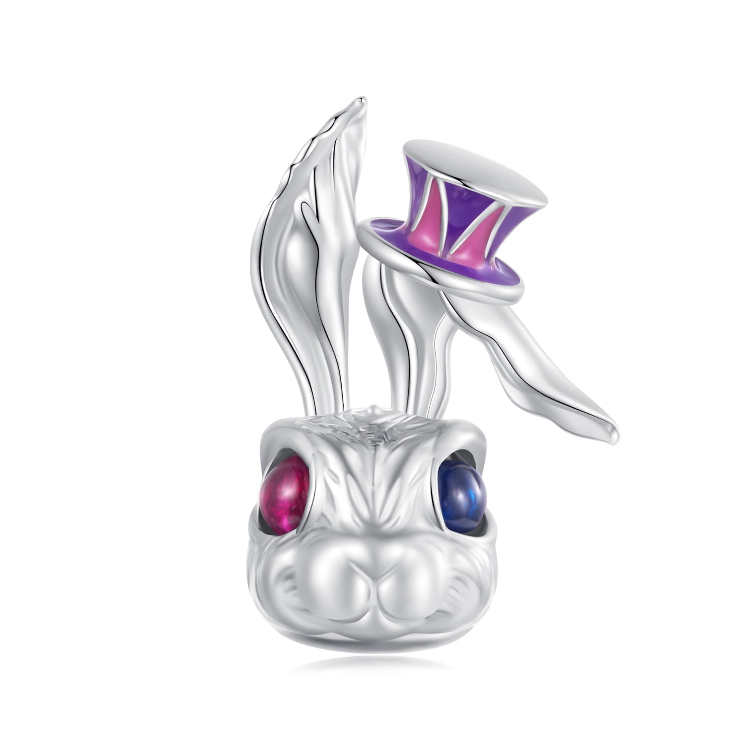 Królik w kapeluszu z krany czarów srebrny charms koralik beads