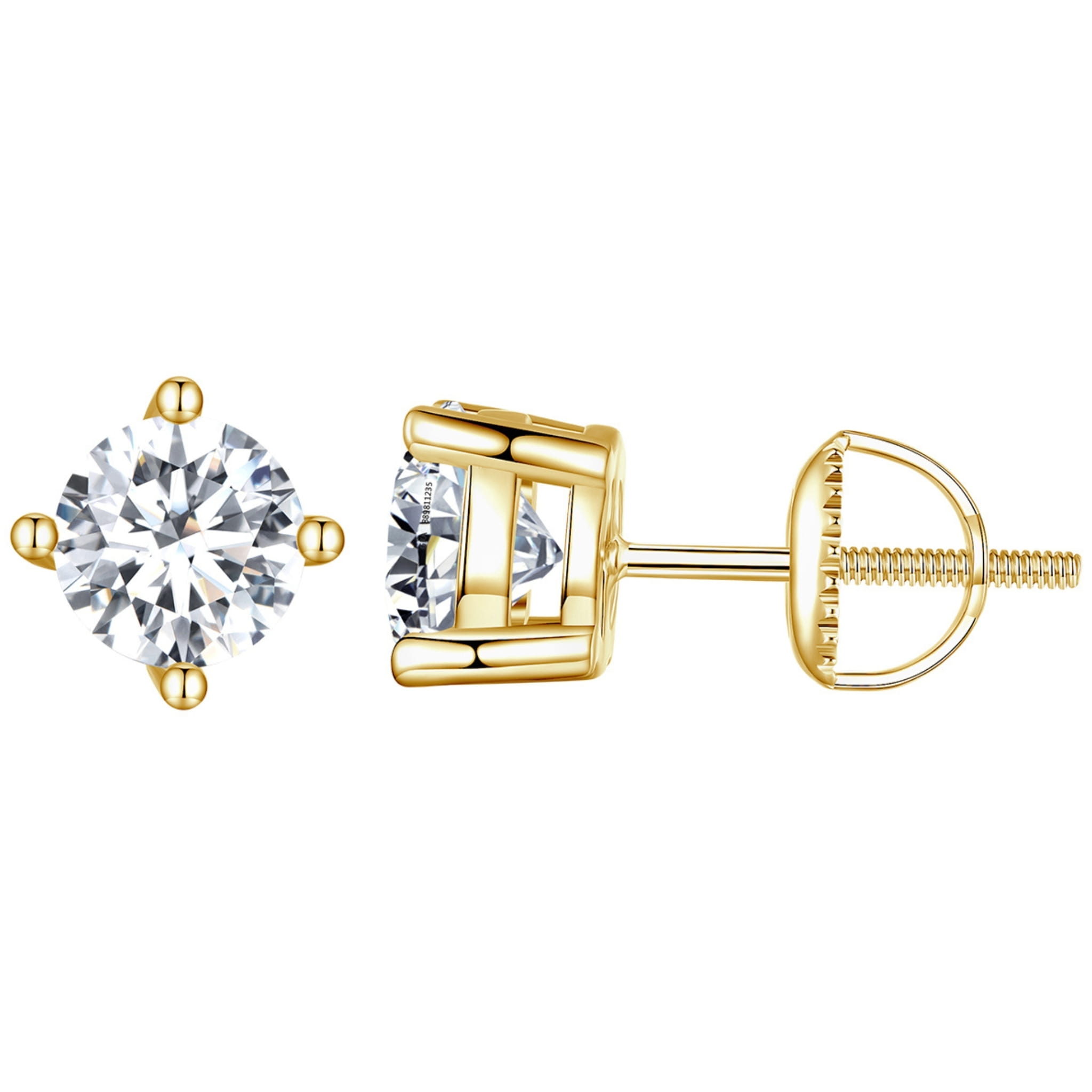 Pozłacane kolczyki Moissanit 6,5 x 6, 5mm 1ct srebro 925