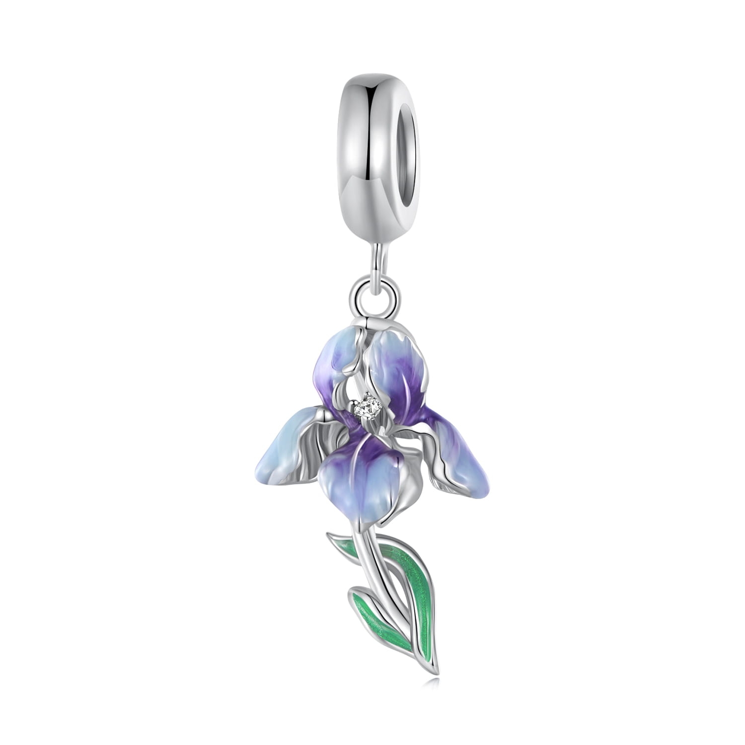 Storczyk kwiat srebrny charms zawieszka beads