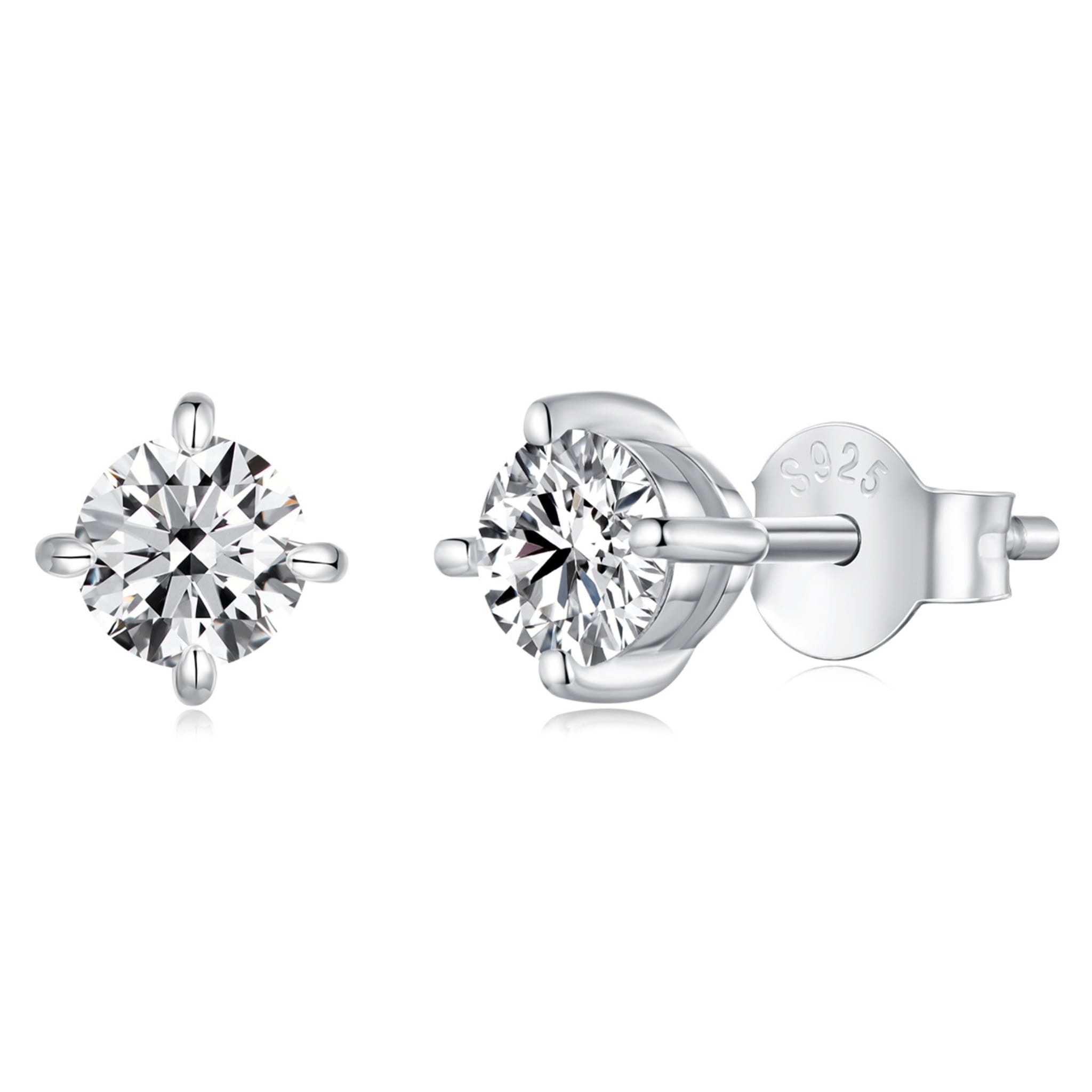 Srebrne kolczyki sztyfty Moissanity 5x5mm 0,5ct srebro 925 rozmiar M