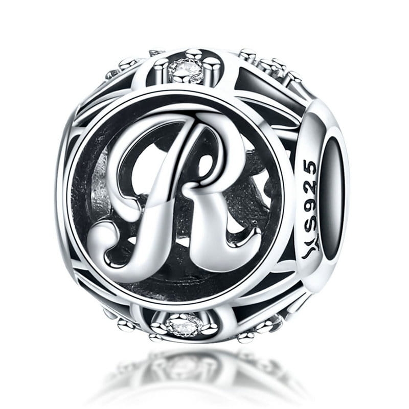 Literka R alfabet charms koralik srebro 925