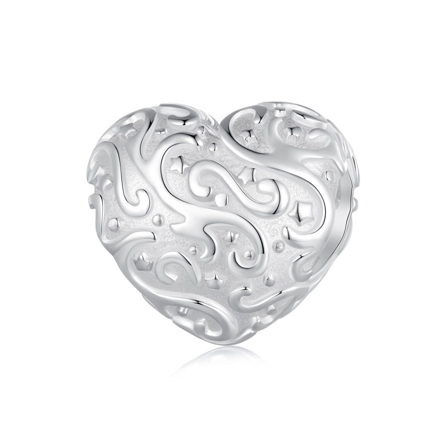 Srebrne serce z ornamentem charms koralik beads
