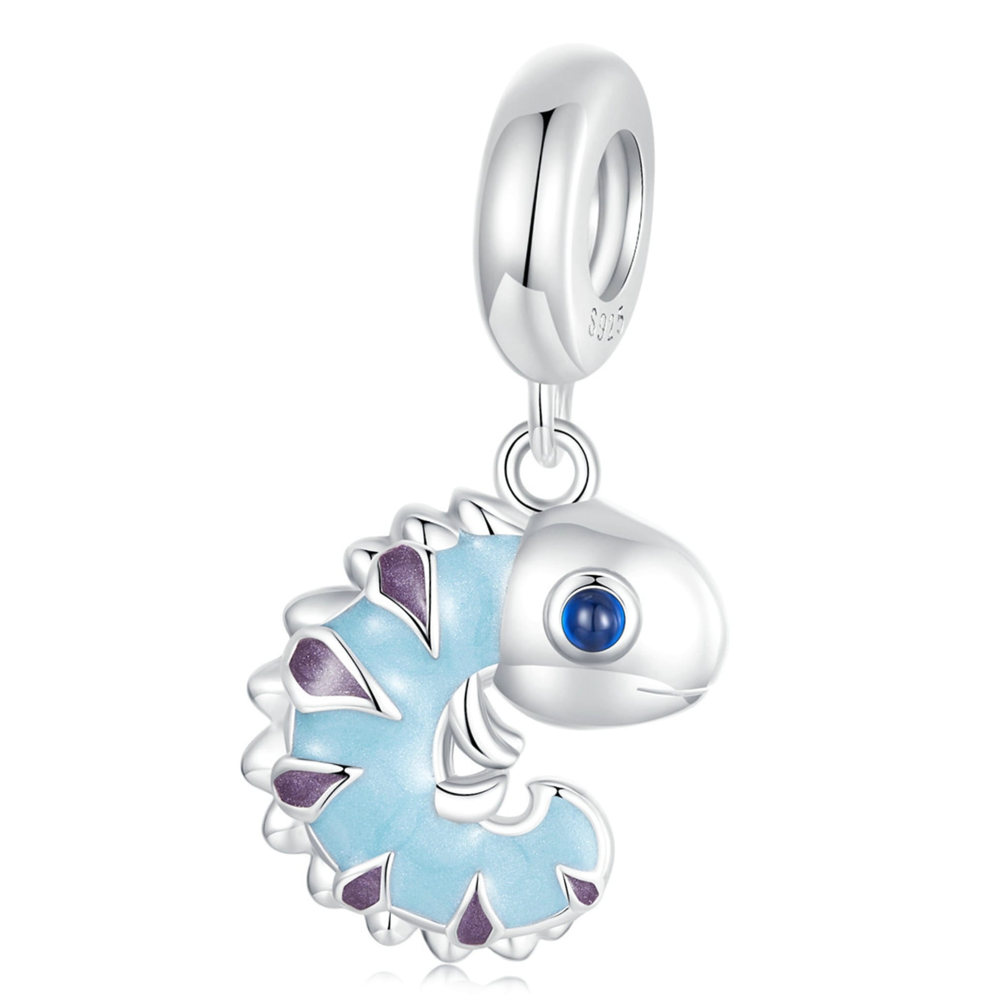 Niebieski kameleon srebrny charms zawieszka beads srebro 925