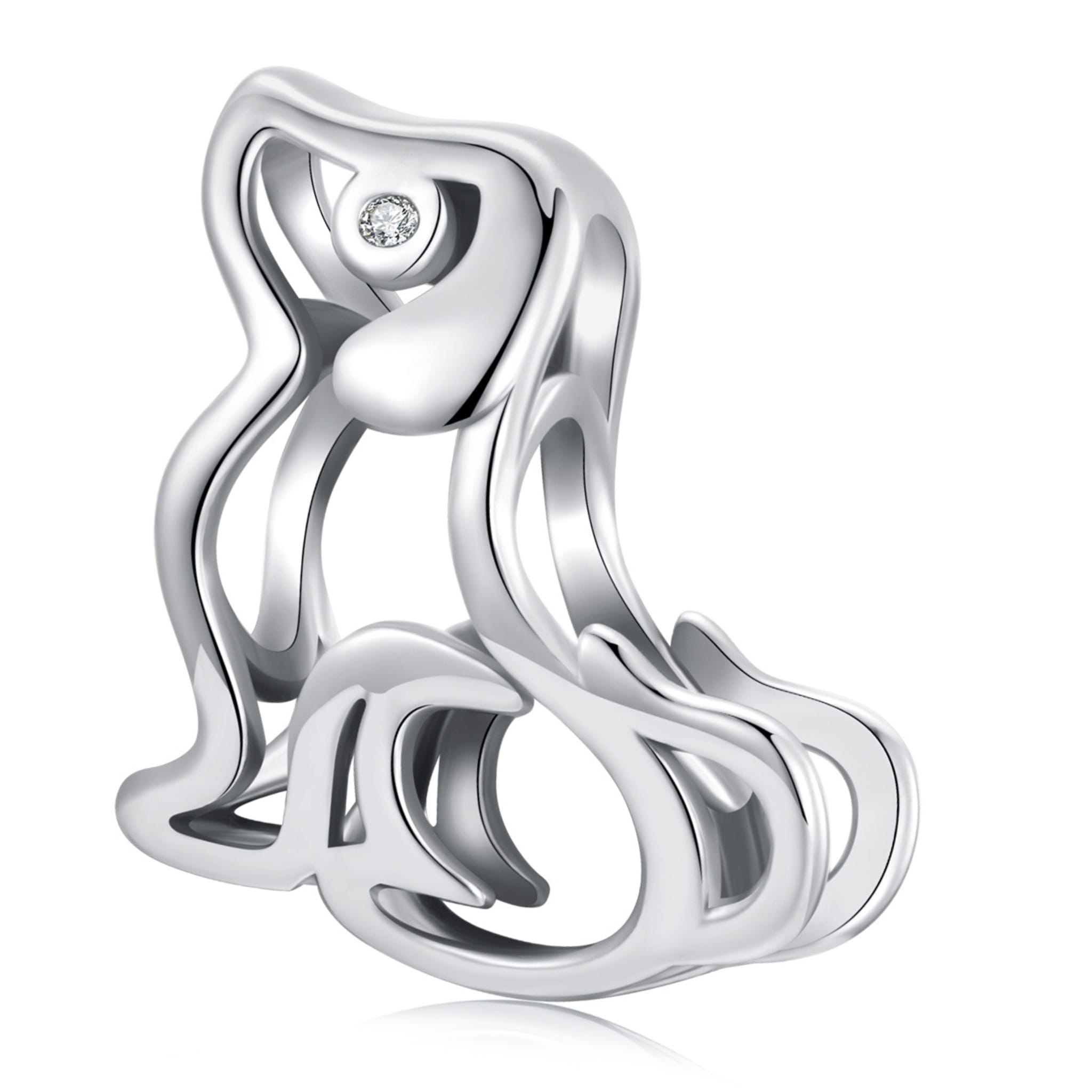 Srebrny charms piesek z kryształowymi oczami koralik srebro 925 beads