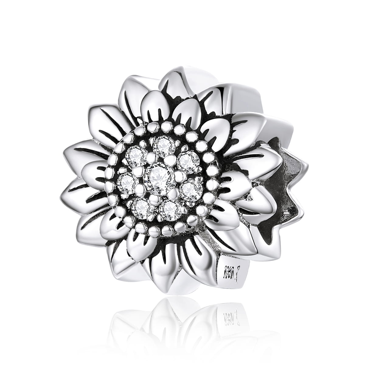 Kwiat słonecznik srebrny charms srebro 925 koralik beads
